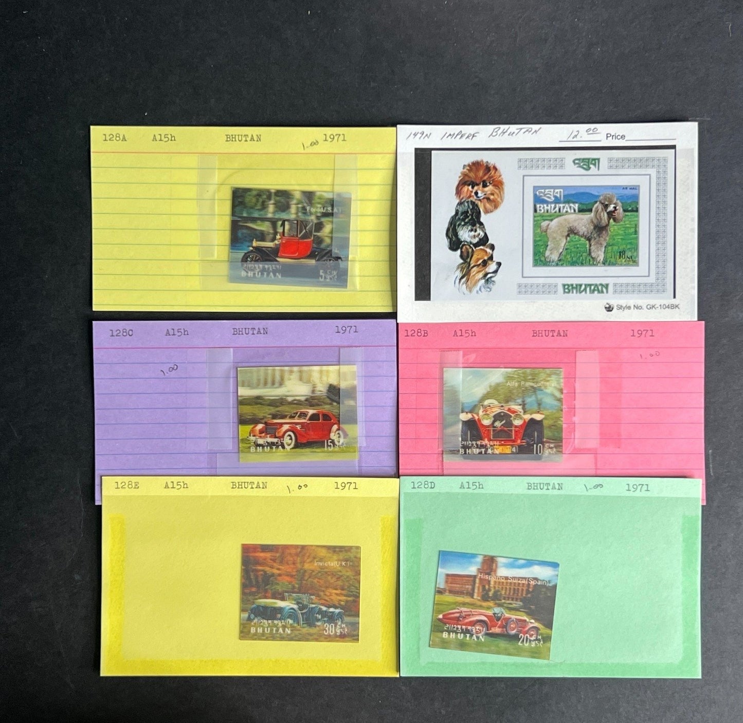 Bhutan Stamp Collection Dealer Cards $236 CV Mint & Used ZAYIX