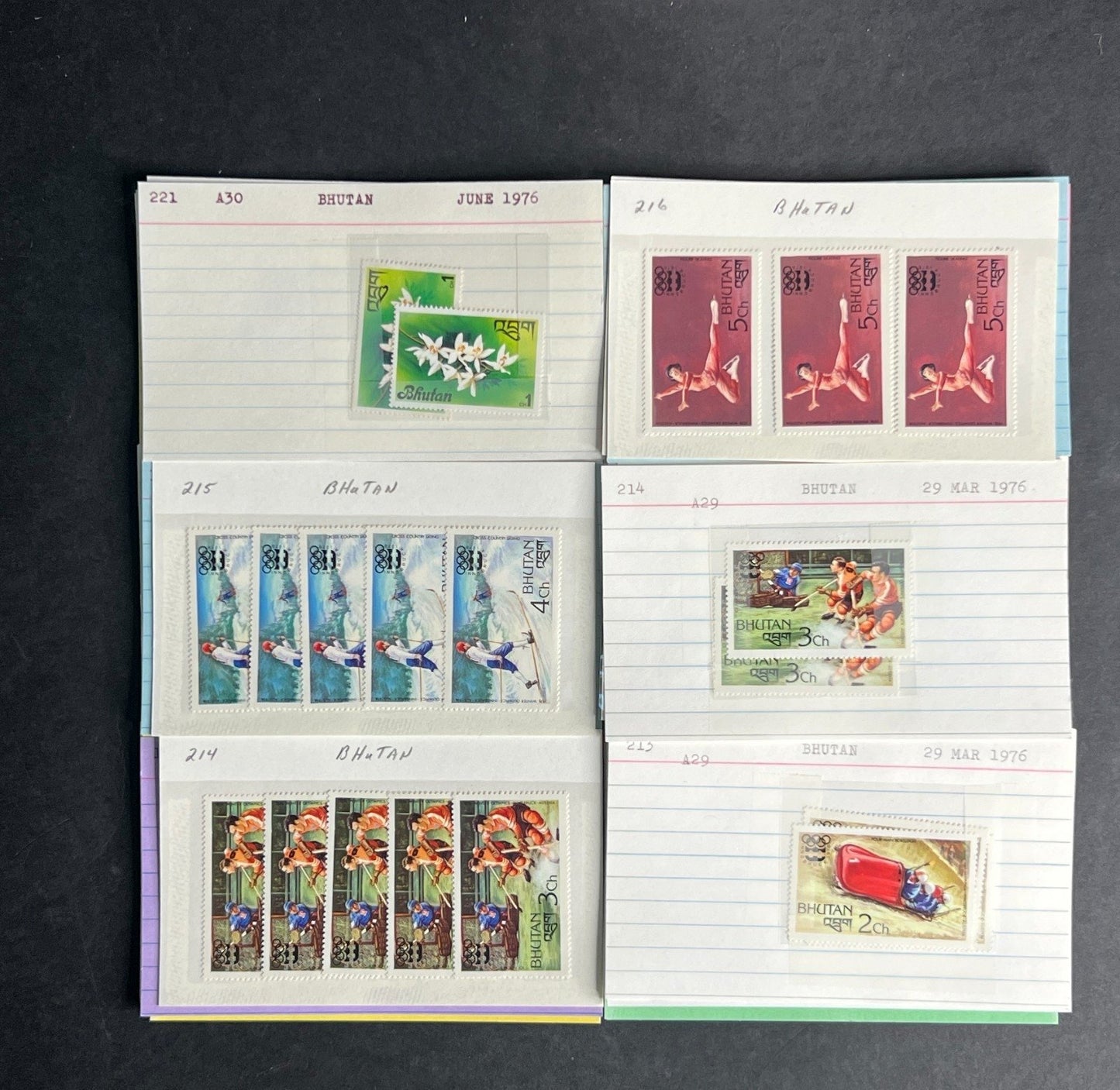 Bhutan Stamp Collection Dealer Cards $236 CV Mint & Used ZAYIX