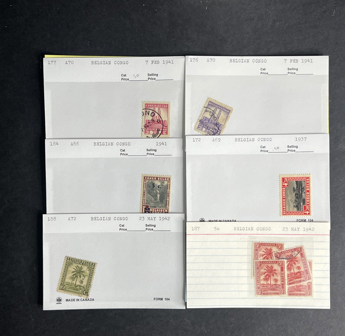 Belgian Congo Stamp Collection Dealer Cards $214 CV Mint & Used ZAYIX