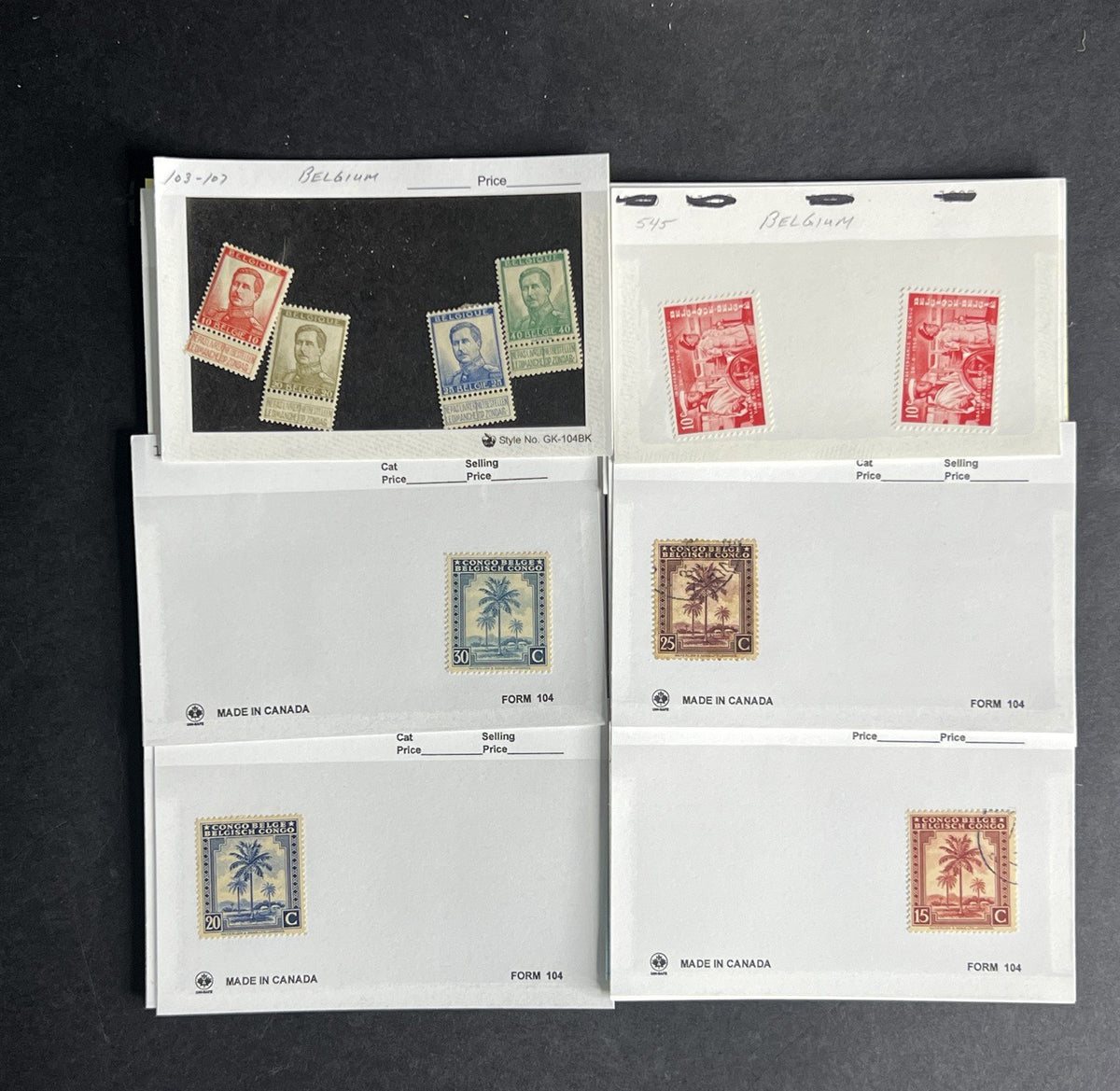 Belgian Congo Stamp Collection Dealer Cards $214 CV Mint & Used ZAYIX