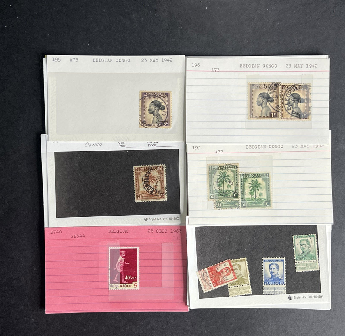 Belgian Congo Stamp Collection Dealer Cards $214 CV Mint & Used ZAYIX
