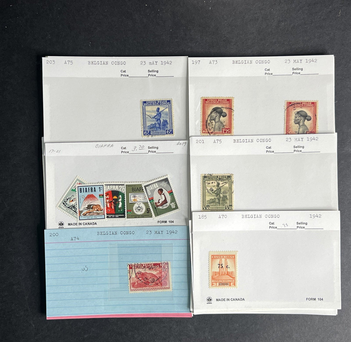 Belgian Congo Stamp Collection Dealer Cards $214 CV Mint & Used ZAYIX