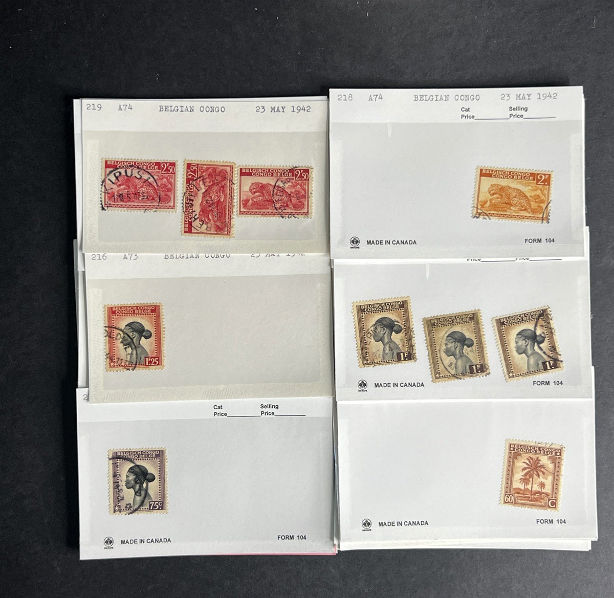 Belgian Congo Stamp Collection Dealer Cards $214 CV Mint & Used ZAYIX