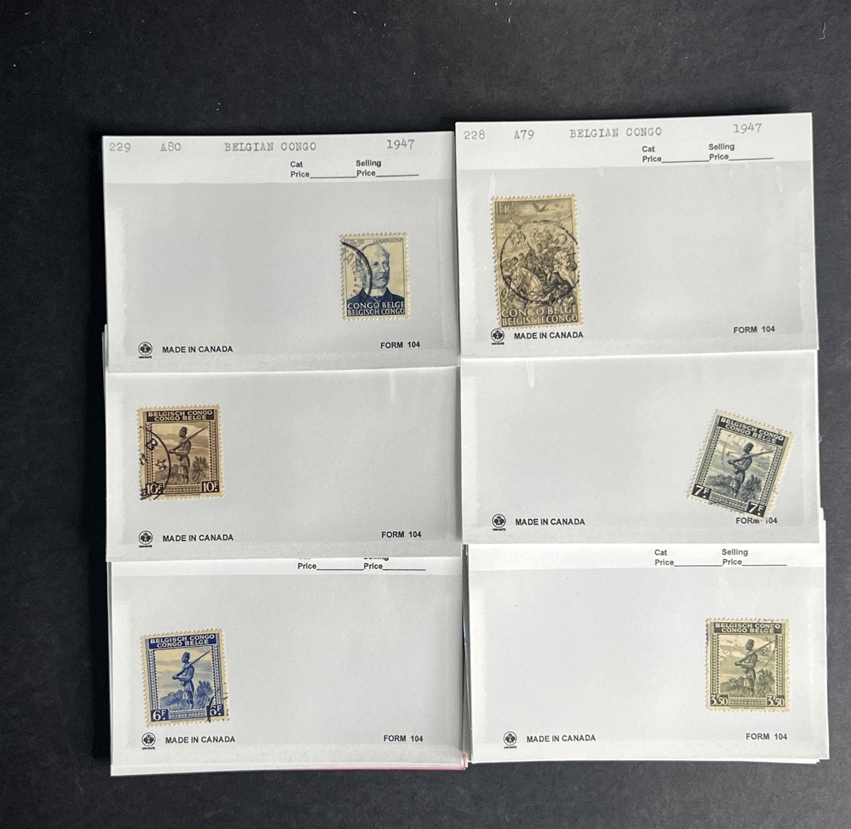 Belgian Congo Stamp Collection Dealer Cards $214 CV Mint & Used ZAYIX