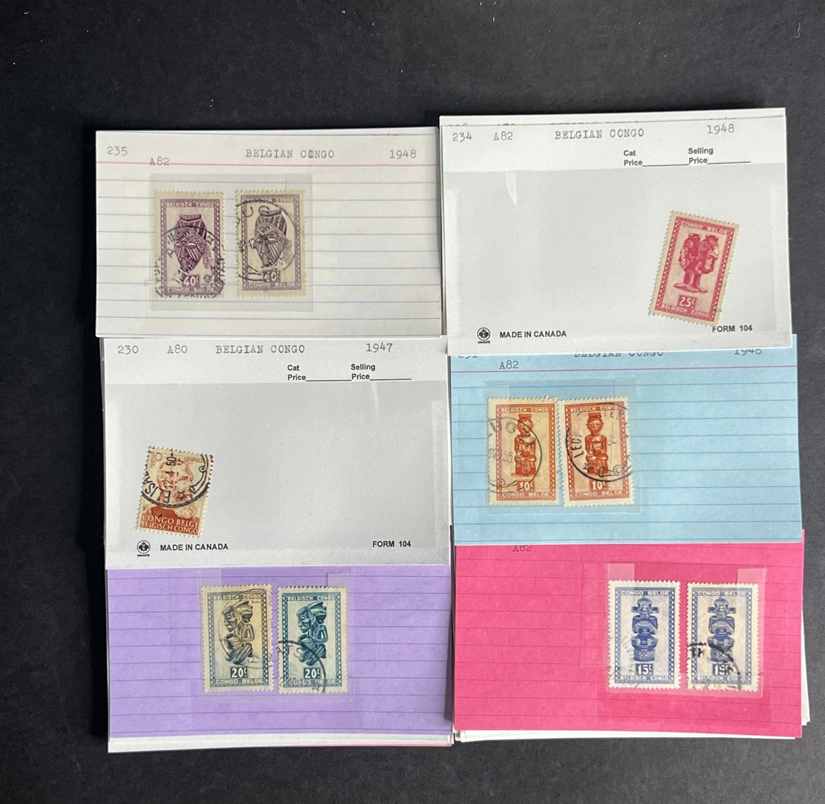 Belgian Congo Stamp Collection Dealer Cards $214 CV Mint & Used ZAYIX