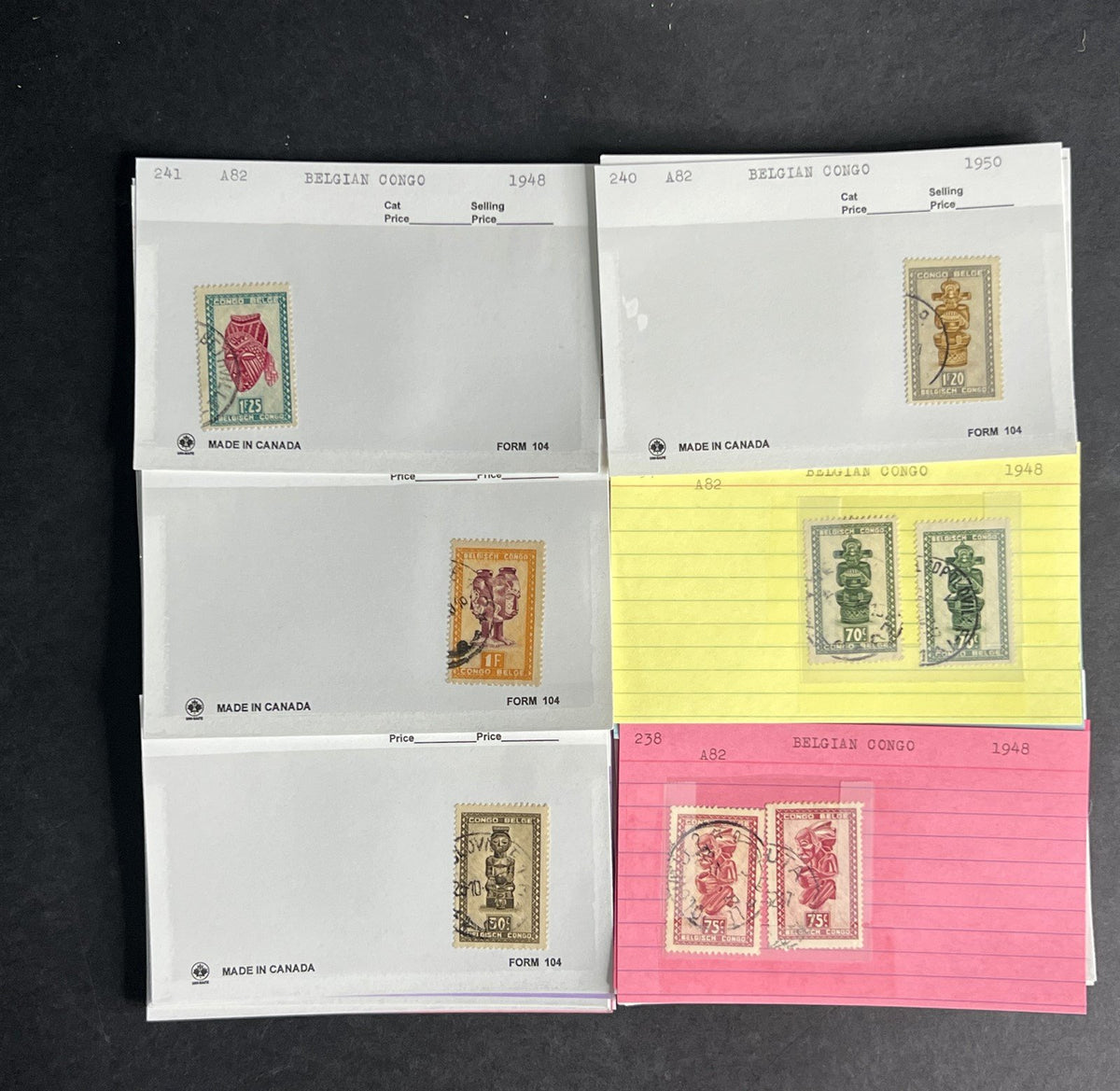 Belgian Congo Stamp Collection Dealer Cards $214 CV Mint & Used ZAYIX