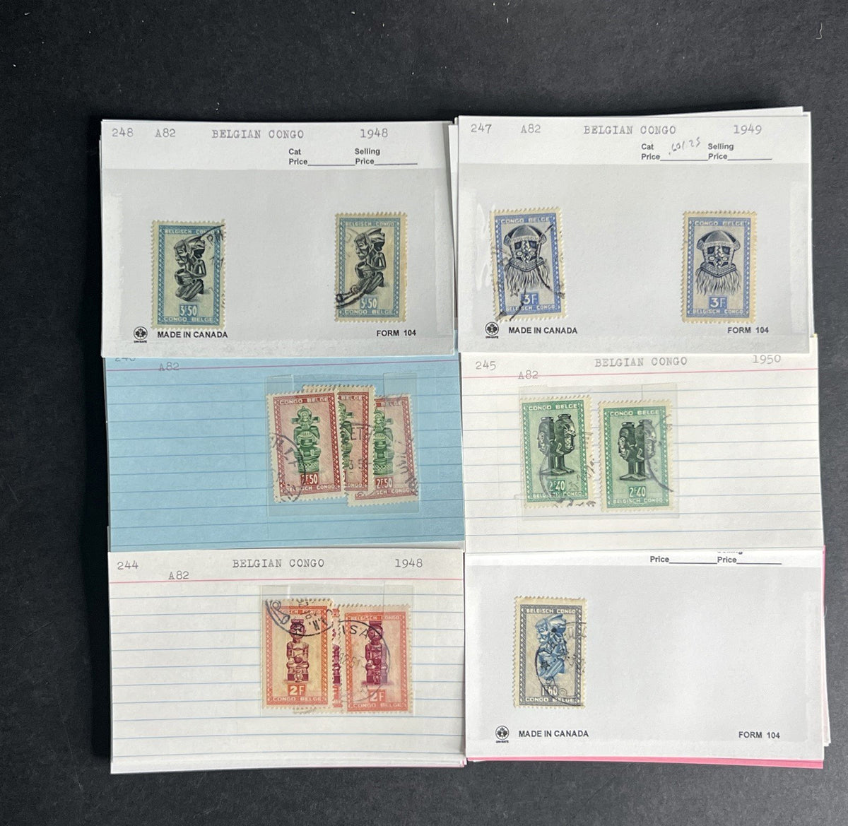 Belgian Congo Stamp Collection Dealer Cards $214 CV Mint & Used ZAYIX