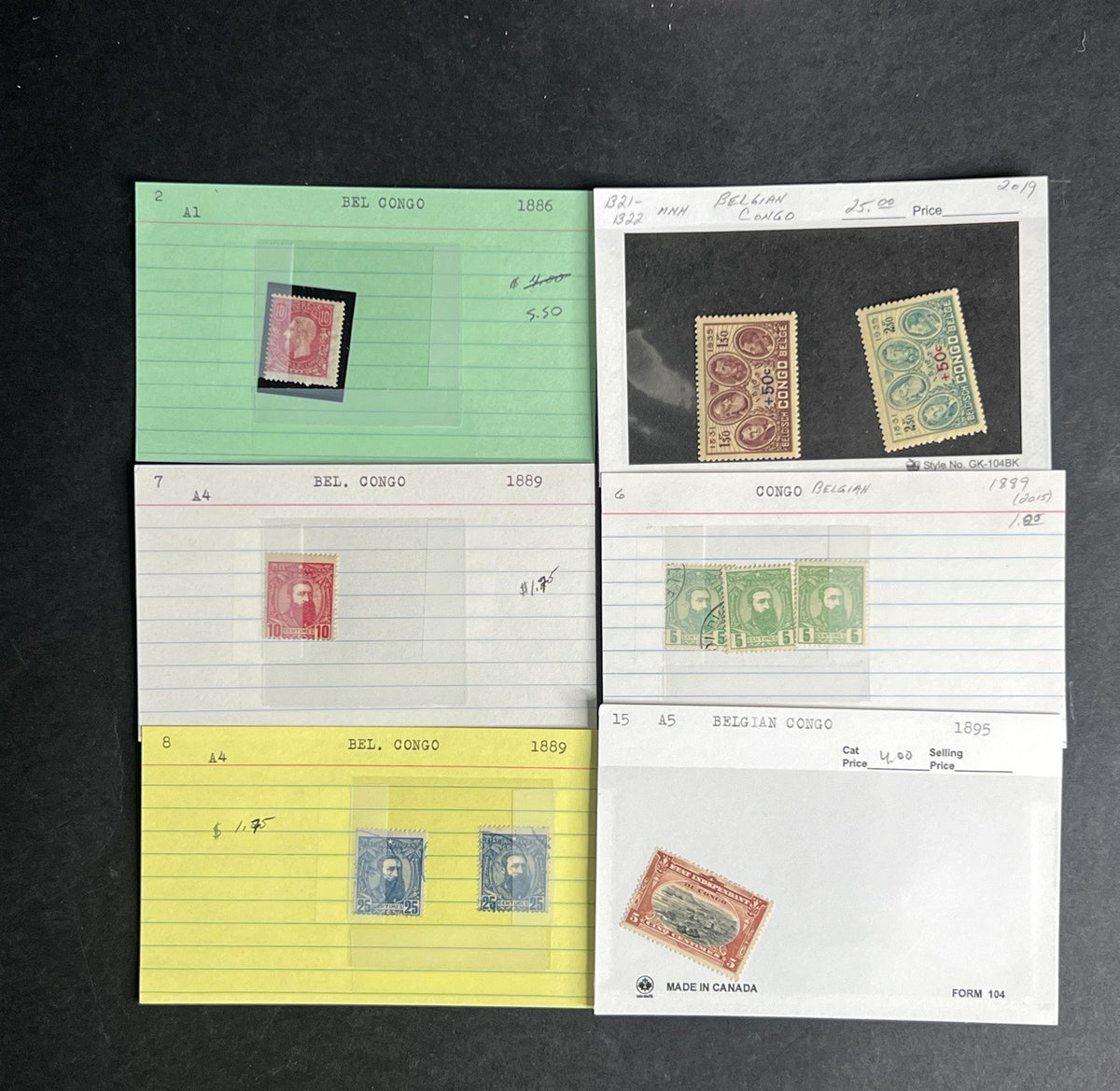 Belgian Congo Stamp Collection Dealer Cards $214 CV Mint & Used ZAYIX