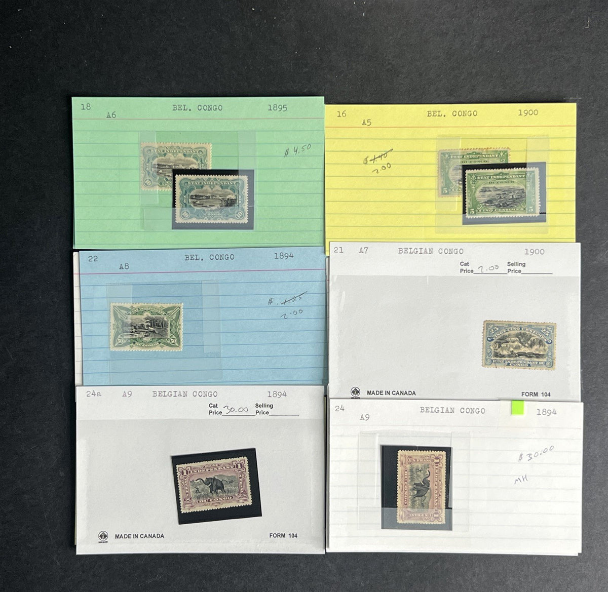 Belgian Congo Stamp Collection Dealer Cards $214 CV Mint & Used ZAYIX