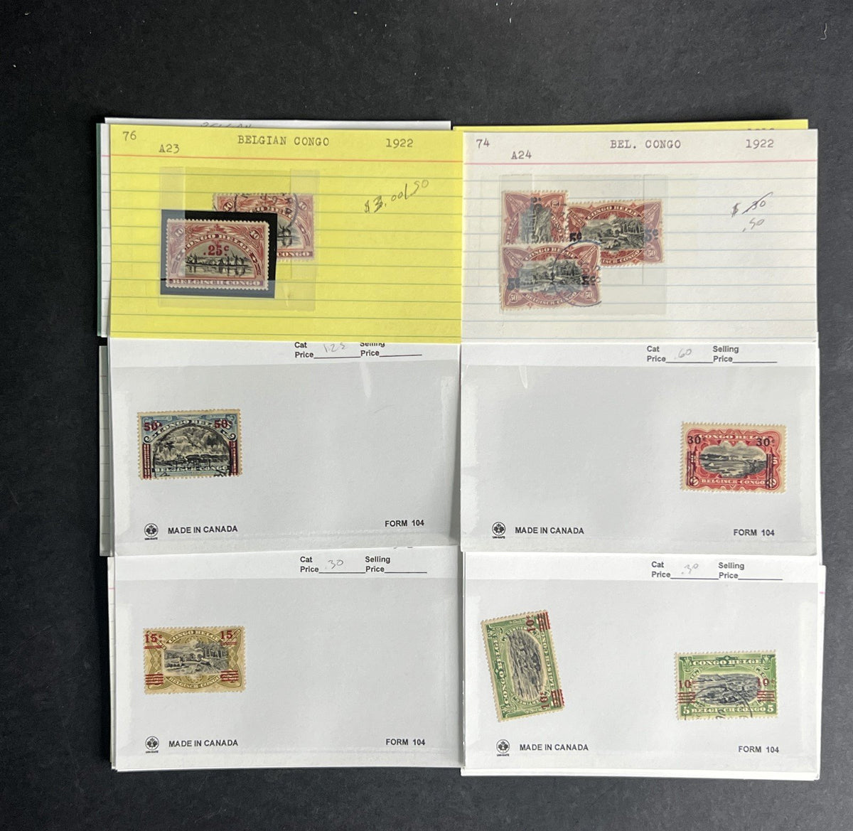 Belgian Congo Stamp Collection Dealer Cards $214 CV Mint & Used ZAYIX