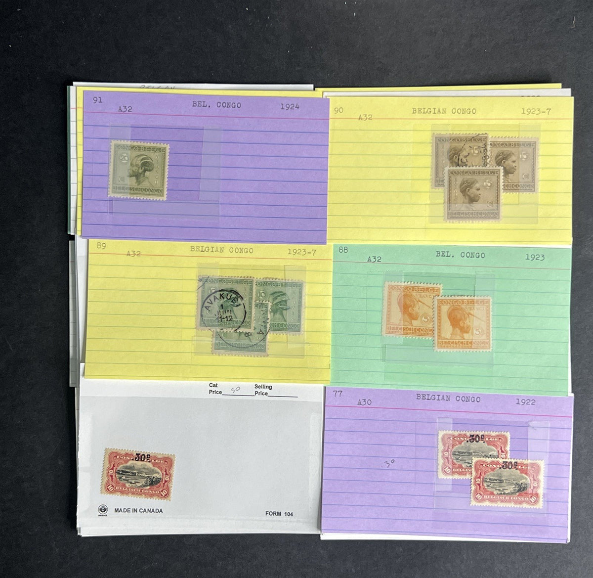 Belgian Congo Stamp Collection Dealer Cards $214 CV Mint & Used ZAYIX