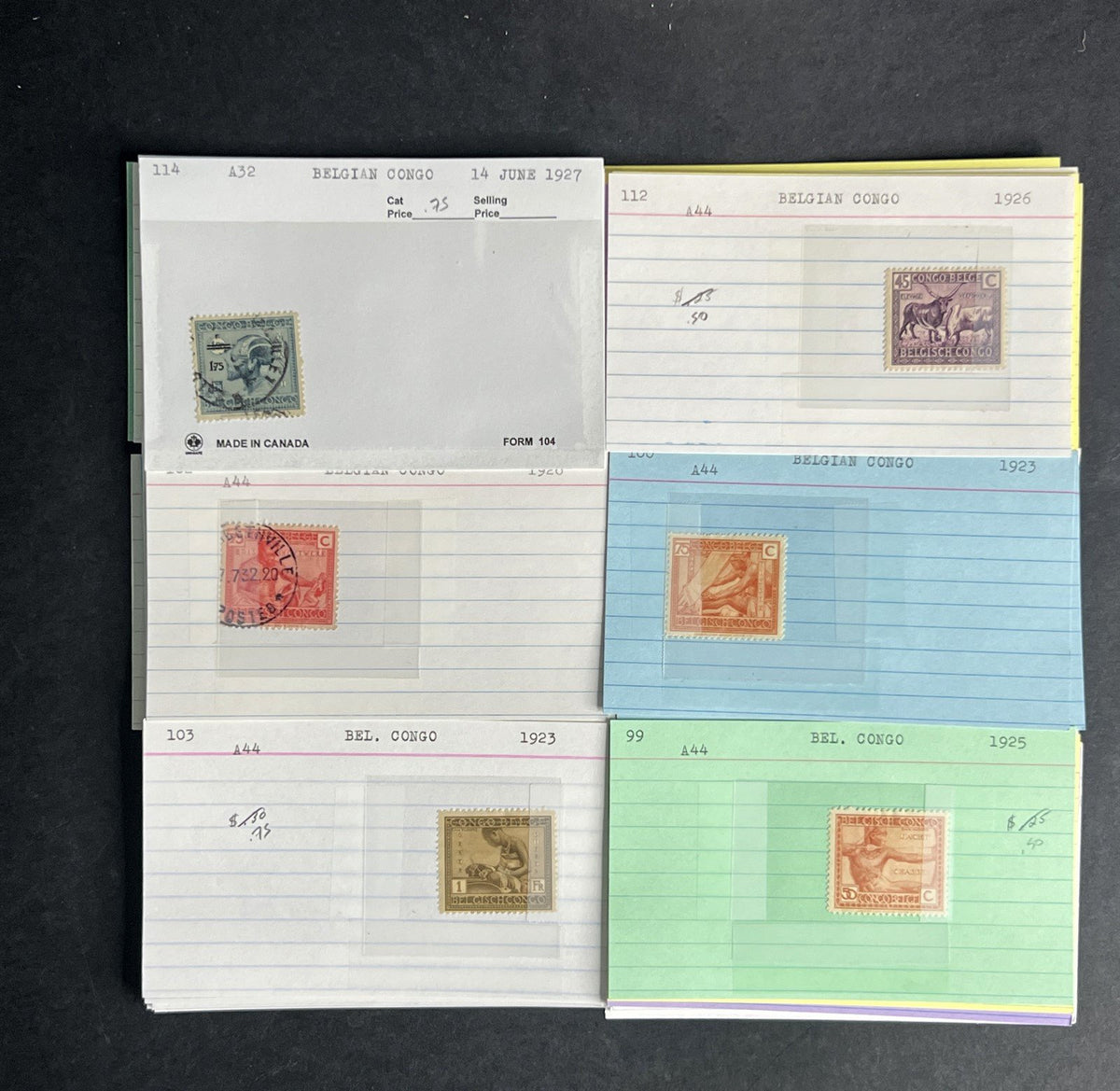 Belgian Congo Stamp Collection Dealer Cards $214 CV Mint & Used ZAYIX