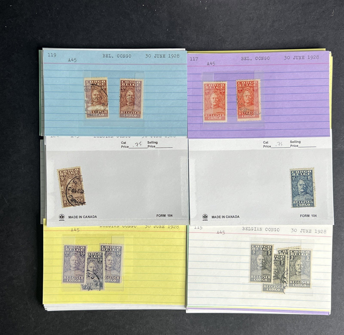 Belgian Congo Stamp Collection Dealer Cards $214 CV Mint & Used ZAYIX