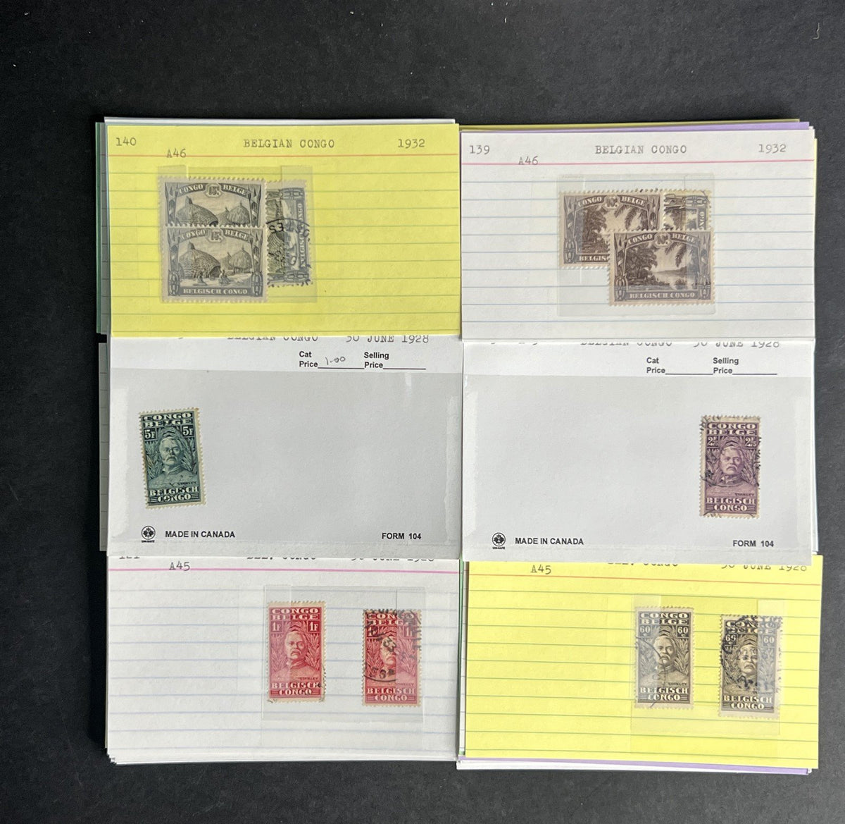 Belgian Congo Stamp Collection Dealer Cards $214 CV Mint & Used ZAYIX