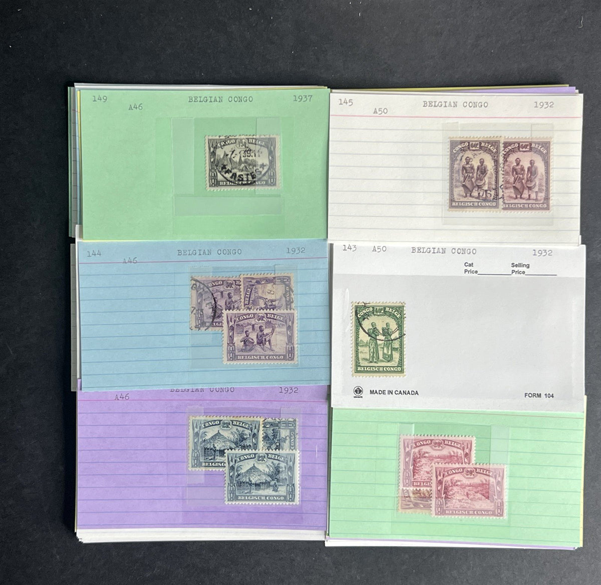 Belgian Congo Stamp Collection Dealer Cards $214 CV Mint & Used ZAYIX