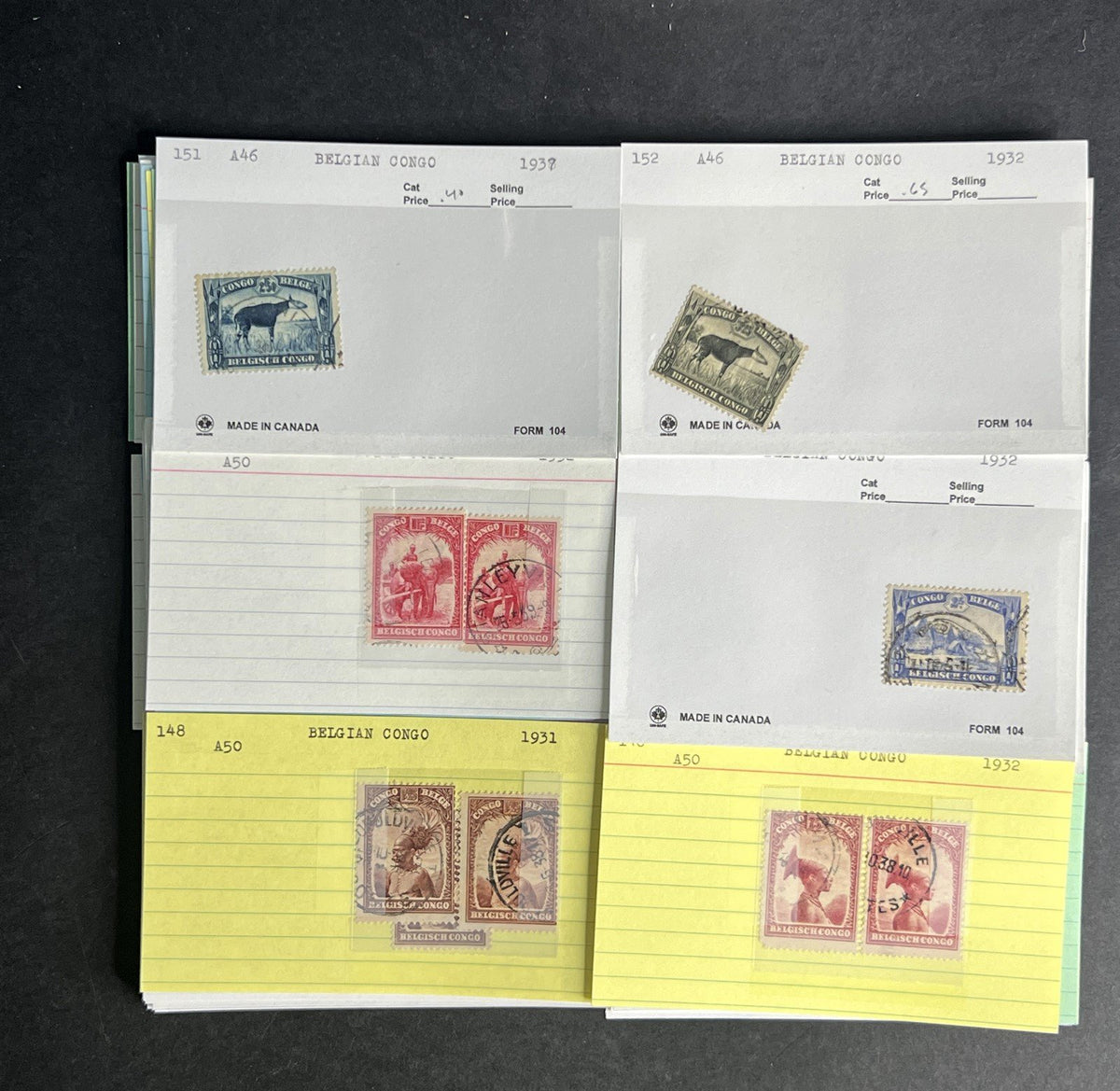 Belgian Congo Stamp Collection Dealer Cards $214 CV Mint & Used ZAYIX
