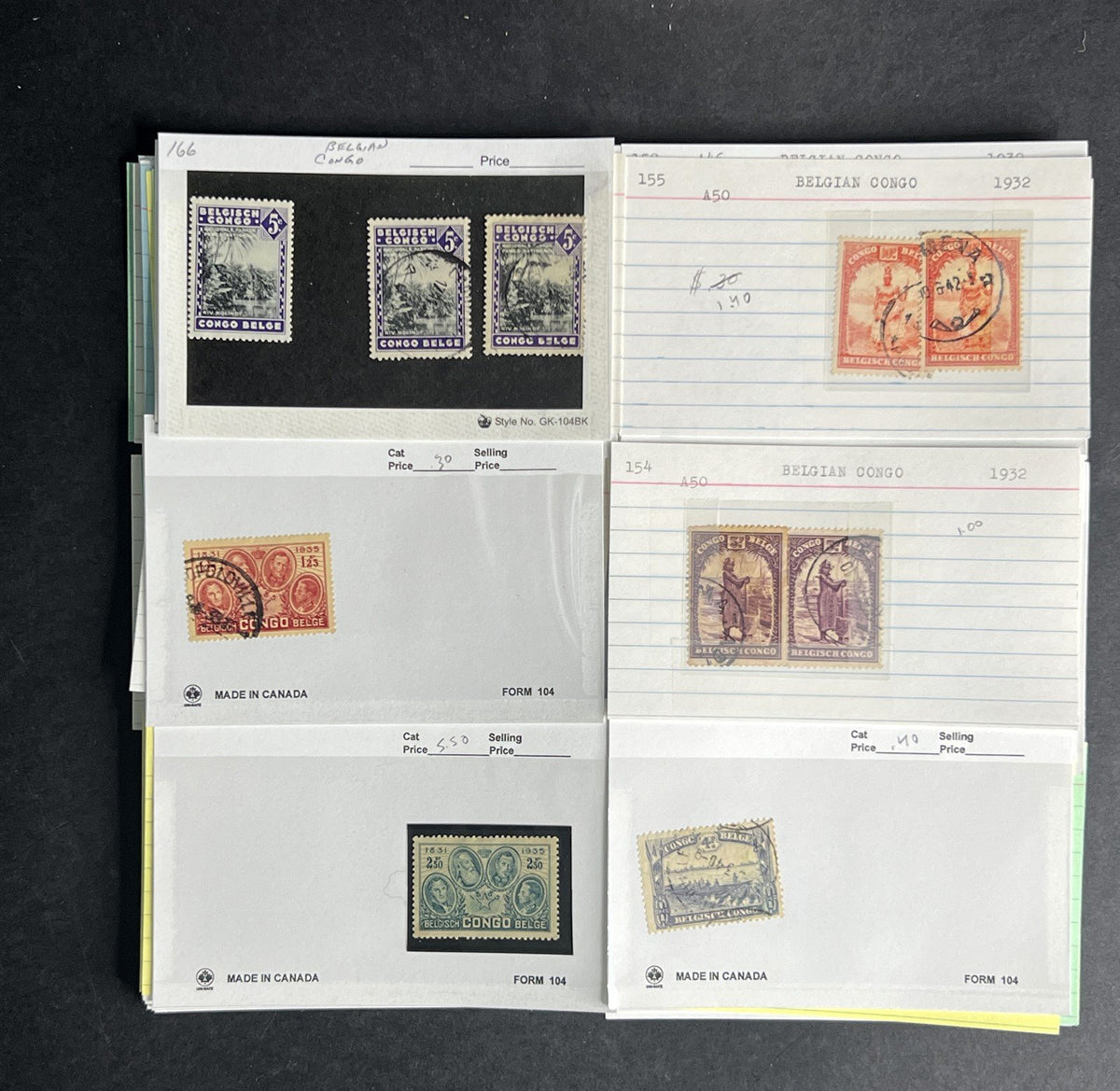 Belgian Congo Stamp Collection Dealer Cards $214 CV Mint & Used ZAYIX