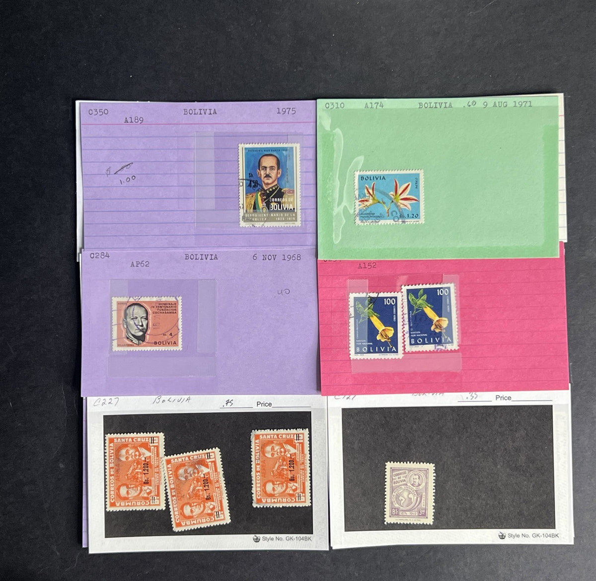 Bolivia Stamp Collection Dealer Cards $154 CV Mint & Used ZAYIX