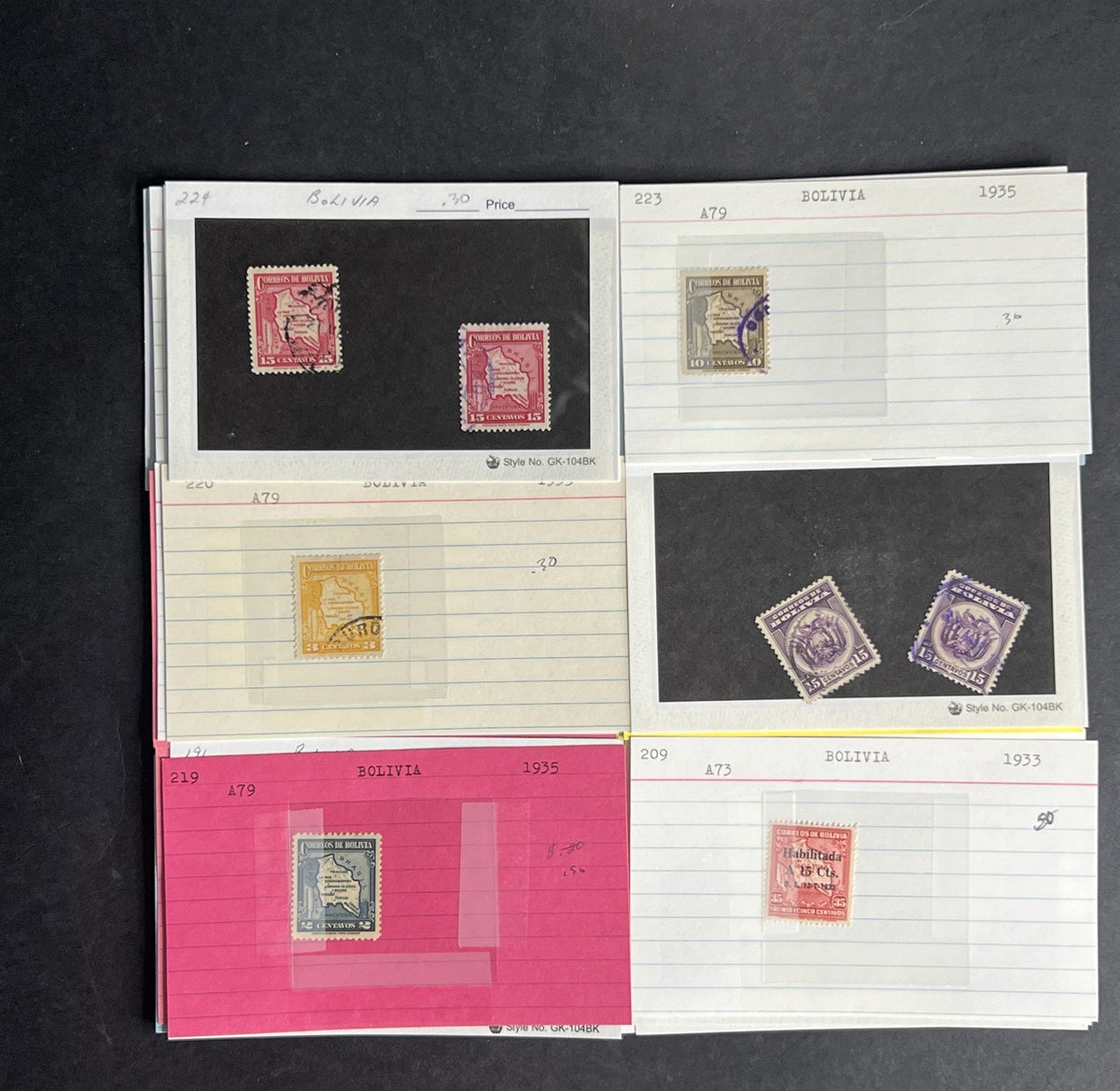 Bolivia Stamp Collection Dealer Cards $154 CV Mint & Used ZAYIX