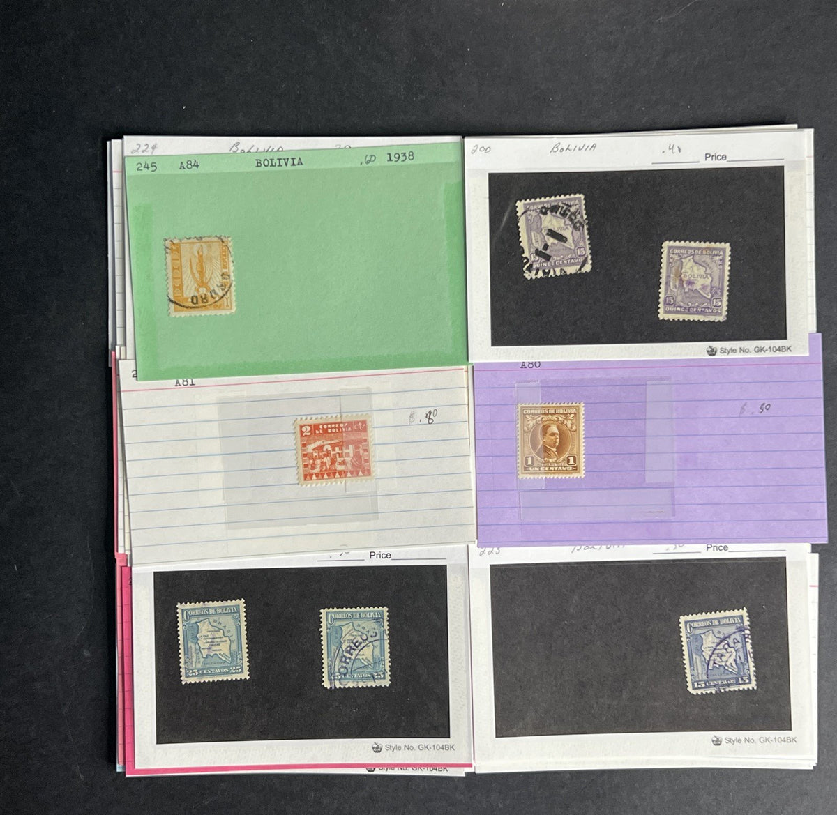 Bolivia Stamp Collection Dealer Cards $154 CV Mint & Used ZAYIX