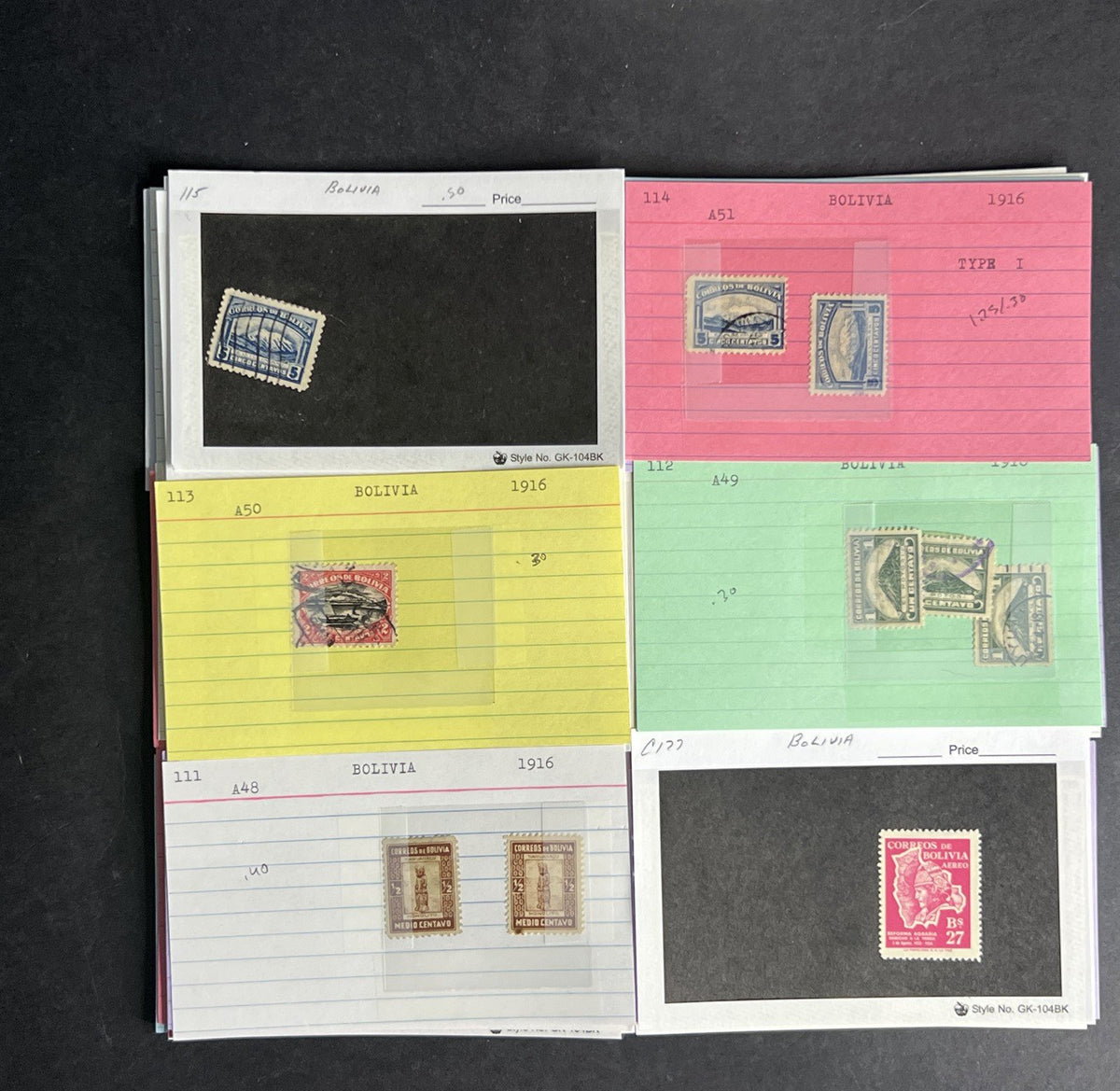Bolivia Stamp Collection Dealer Cards $154 CV Mint & Used ZAYIX