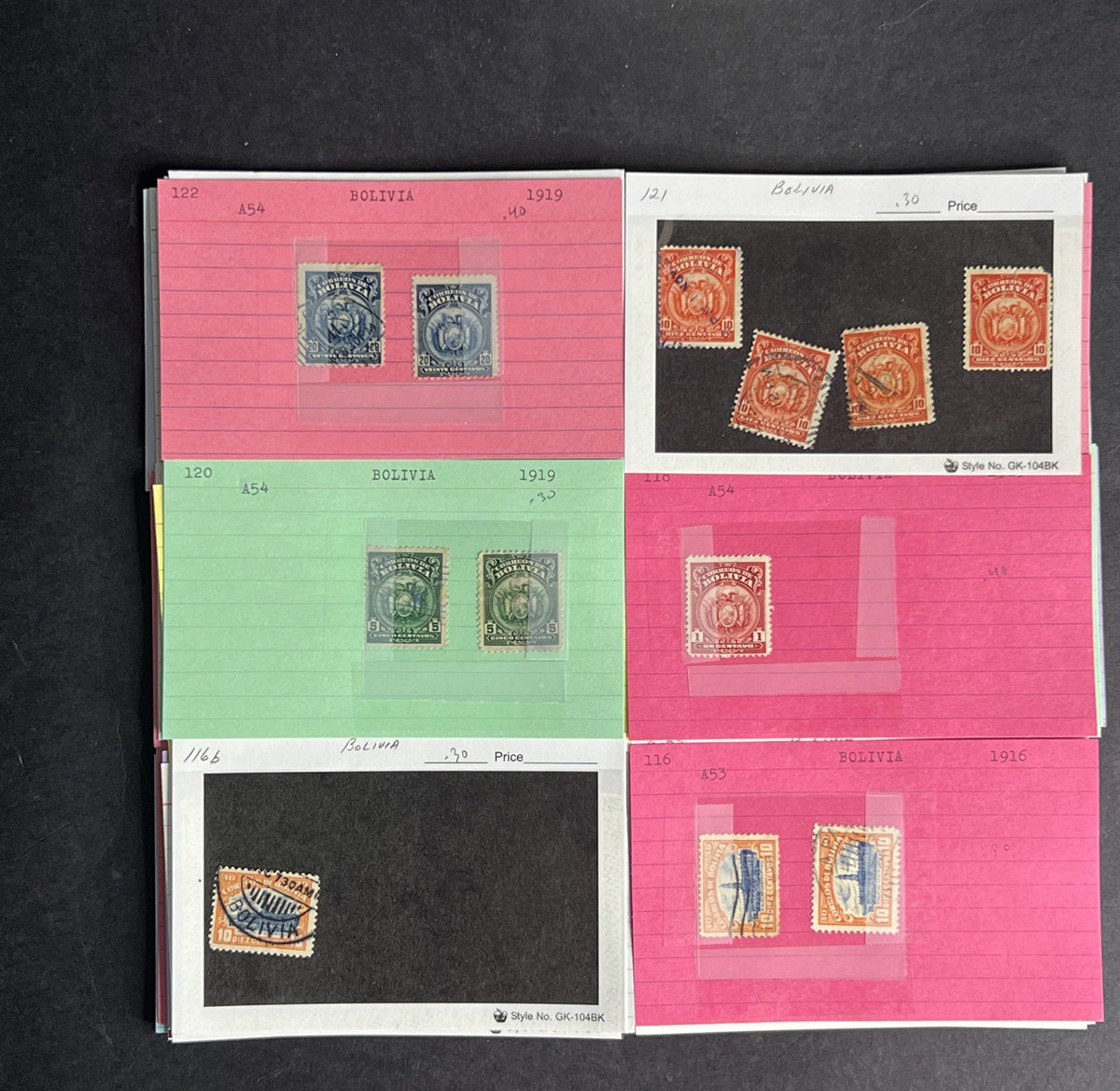 Bolivia Stamp Collection Dealer Cards $154 CV Mint & Used ZAYIX