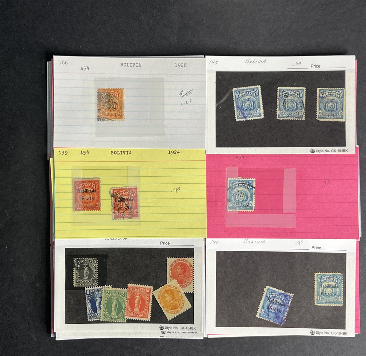 Bolivia Stamp Collection Dealer Cards $154 CV Mint & Used ZAYIX