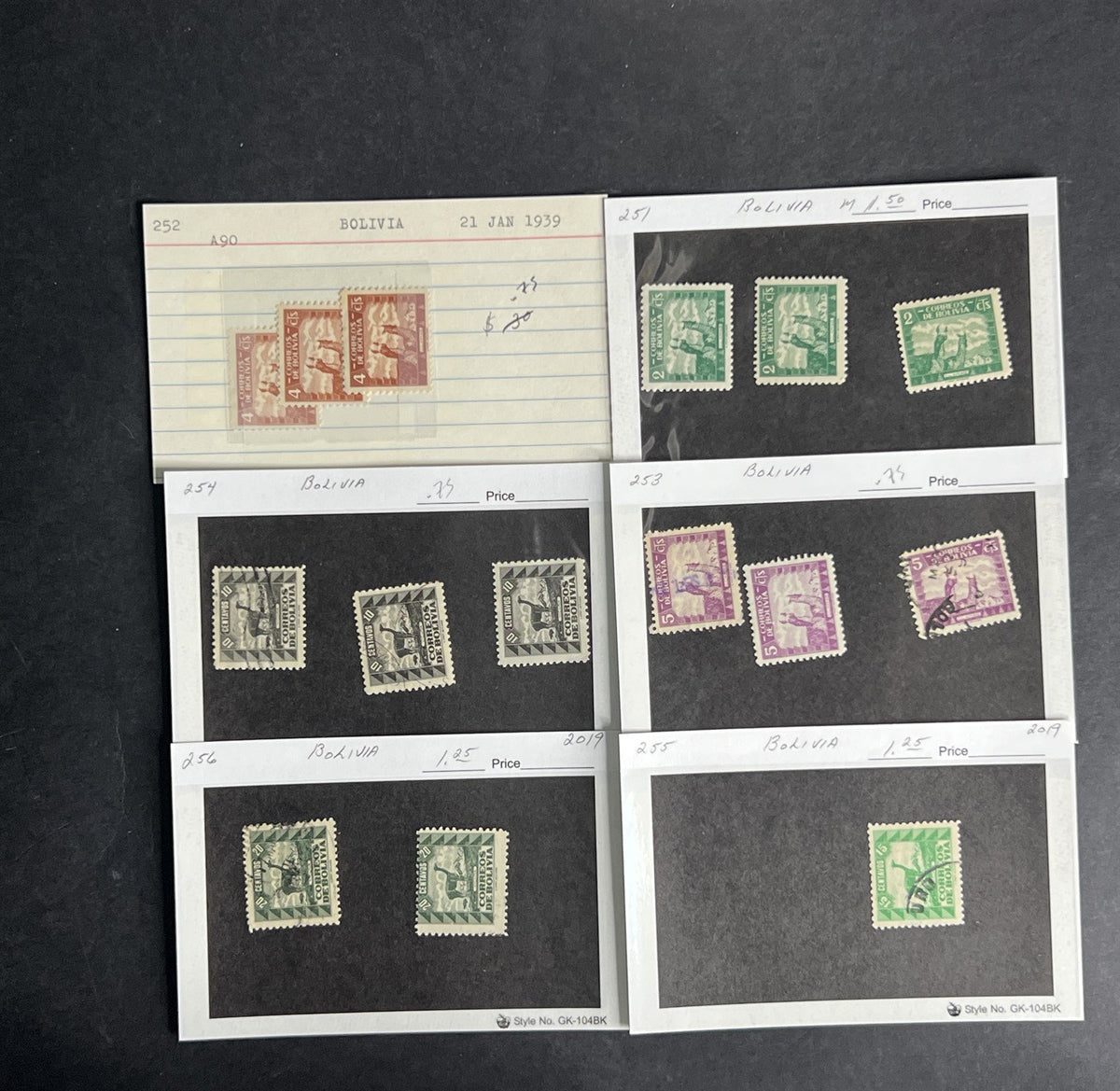 Bolivia Stamp Collection Dealer Cards $154 CV Mint & Used ZAYIX