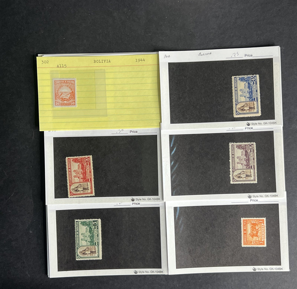 Bolivia Stamp Collection Dealer Cards $154 CV Mint & Used ZAYIX