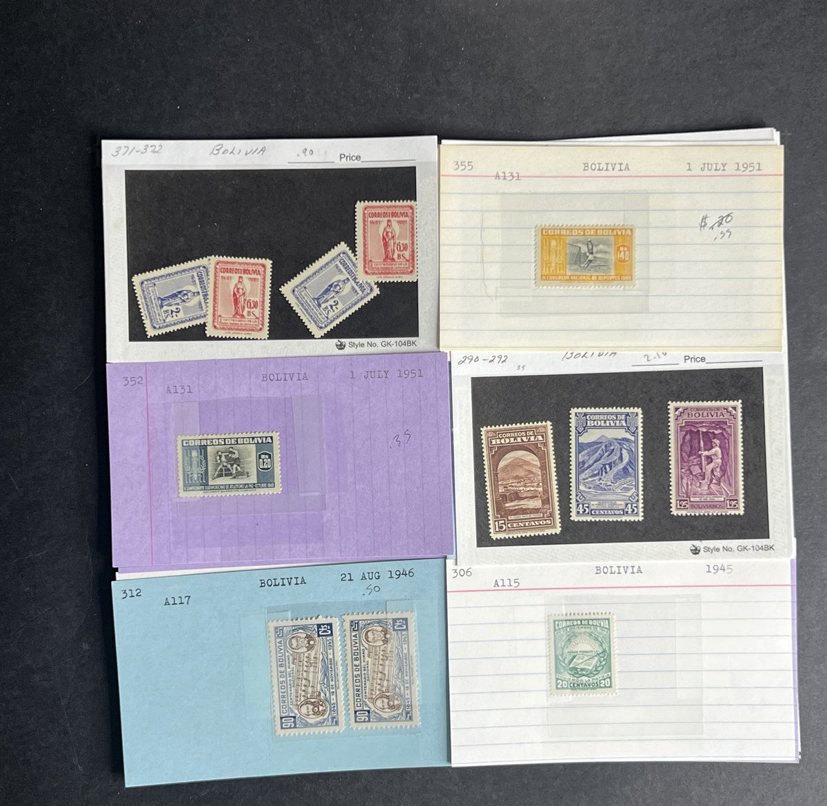 Bolivia Stamp Collection Dealer Cards $154 CV Mint & Used ZAYIX