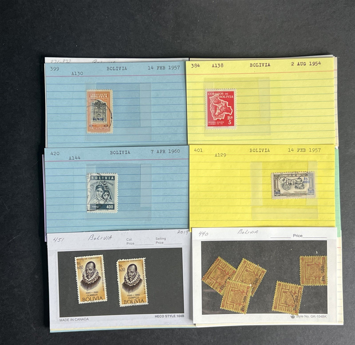 Bolivia Stamp Collection Dealer Cards $154 CV Mint & Used ZAYIX