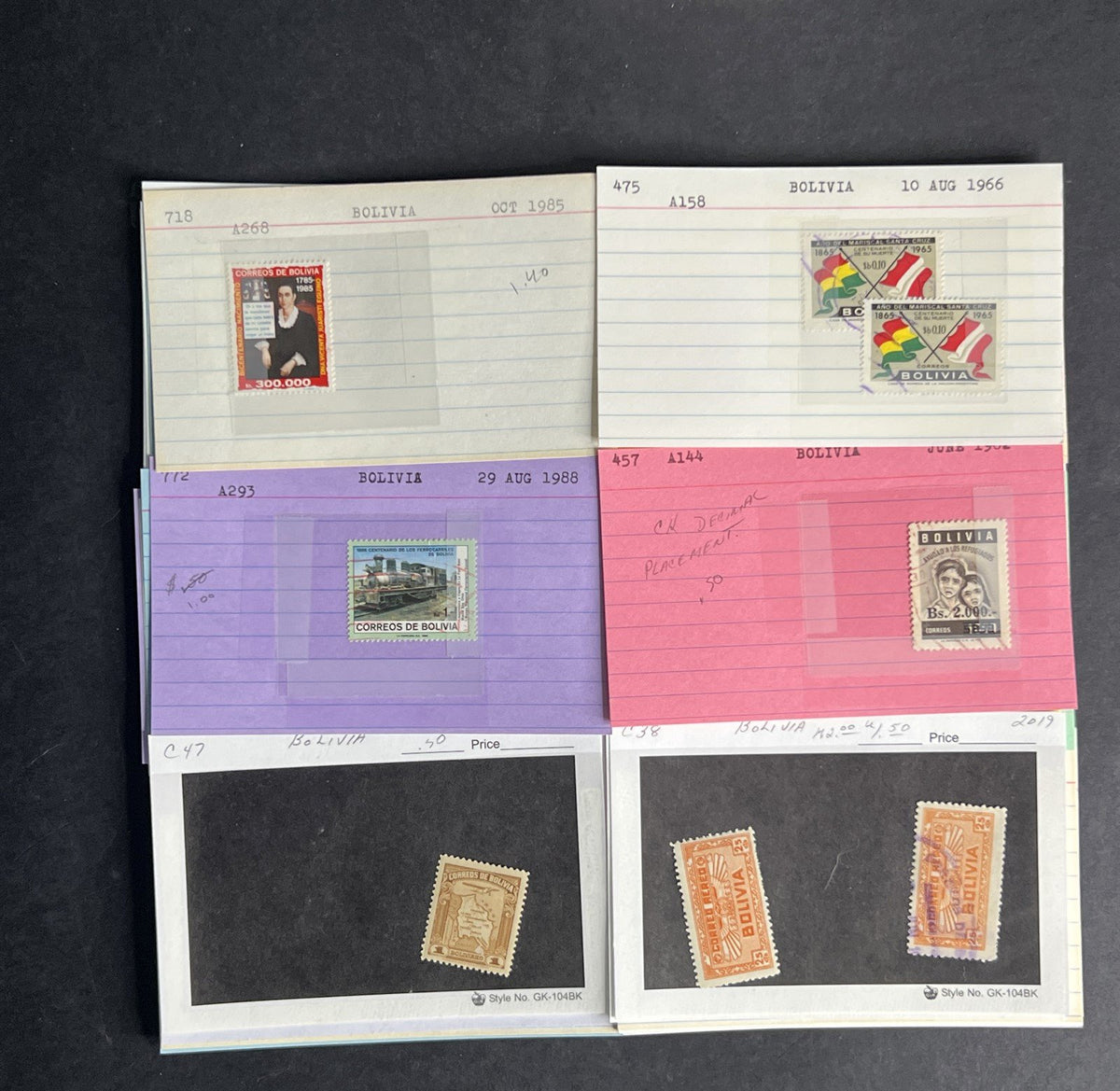 Bolivia Stamp Collection Dealer Cards $154 CV Mint & Used ZAYIX