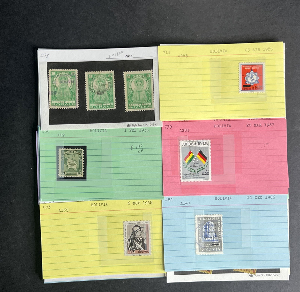 Bolivia Stamp Collection Dealer Cards $154 CV Mint & Used ZAYIX