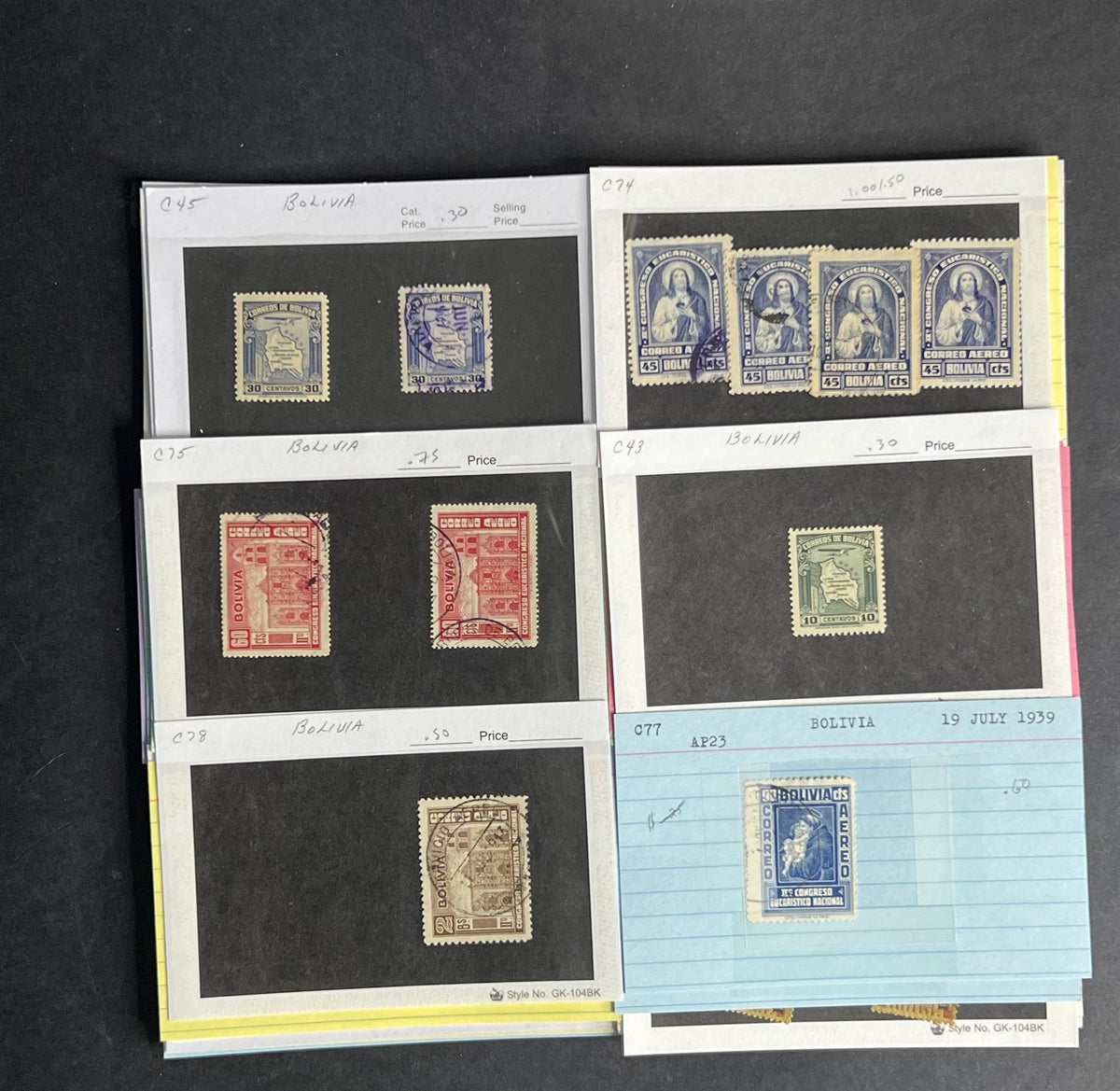 Bolivia Stamp Collection Dealer Cards $154 CV Mint & Used ZAYIX