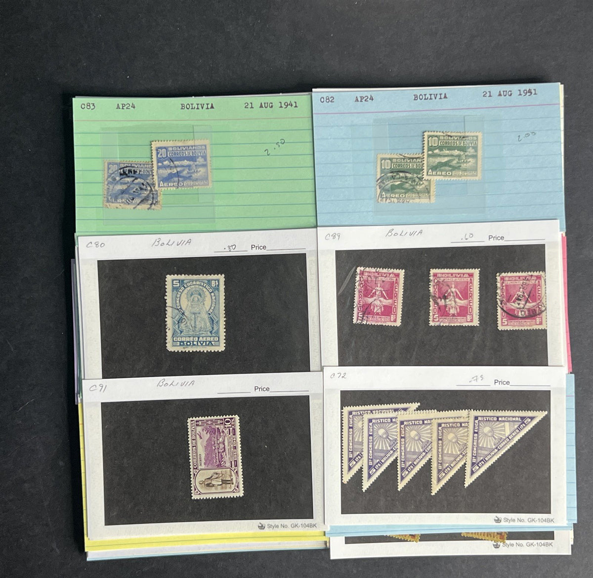 Bolivia Stamp Collection Dealer Cards $154 CV Mint & Used ZAYIX