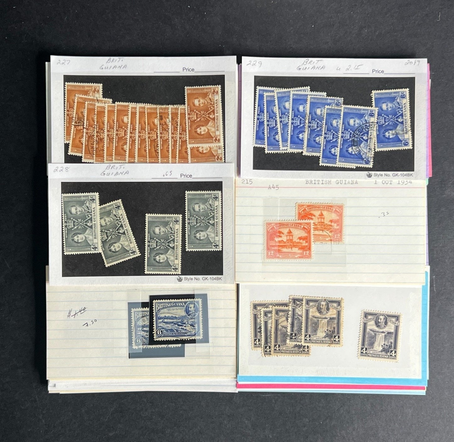 British Guiana Stamp Collection Dealer Cards $690 CV Mint & Used ZAYIX