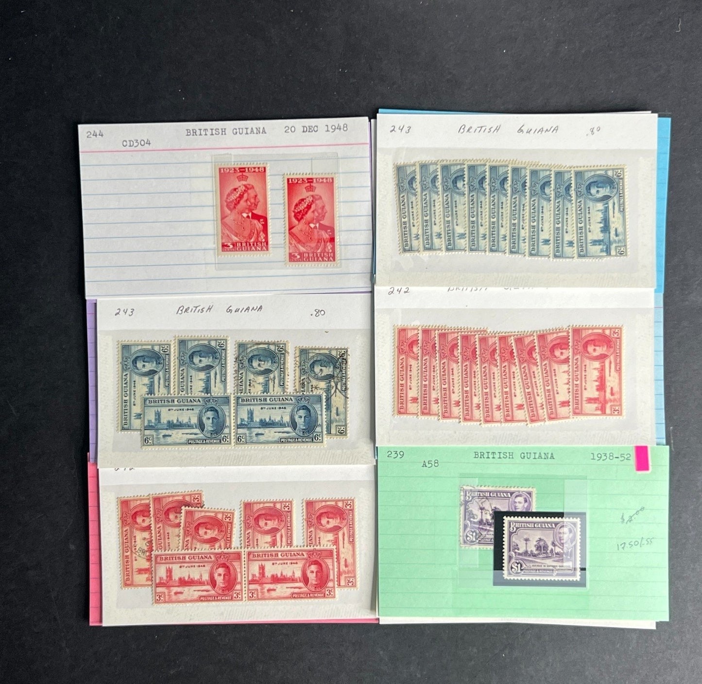 British Guiana Stamp Collection Dealer Cards $690 CV Mint & Used ZAYIX