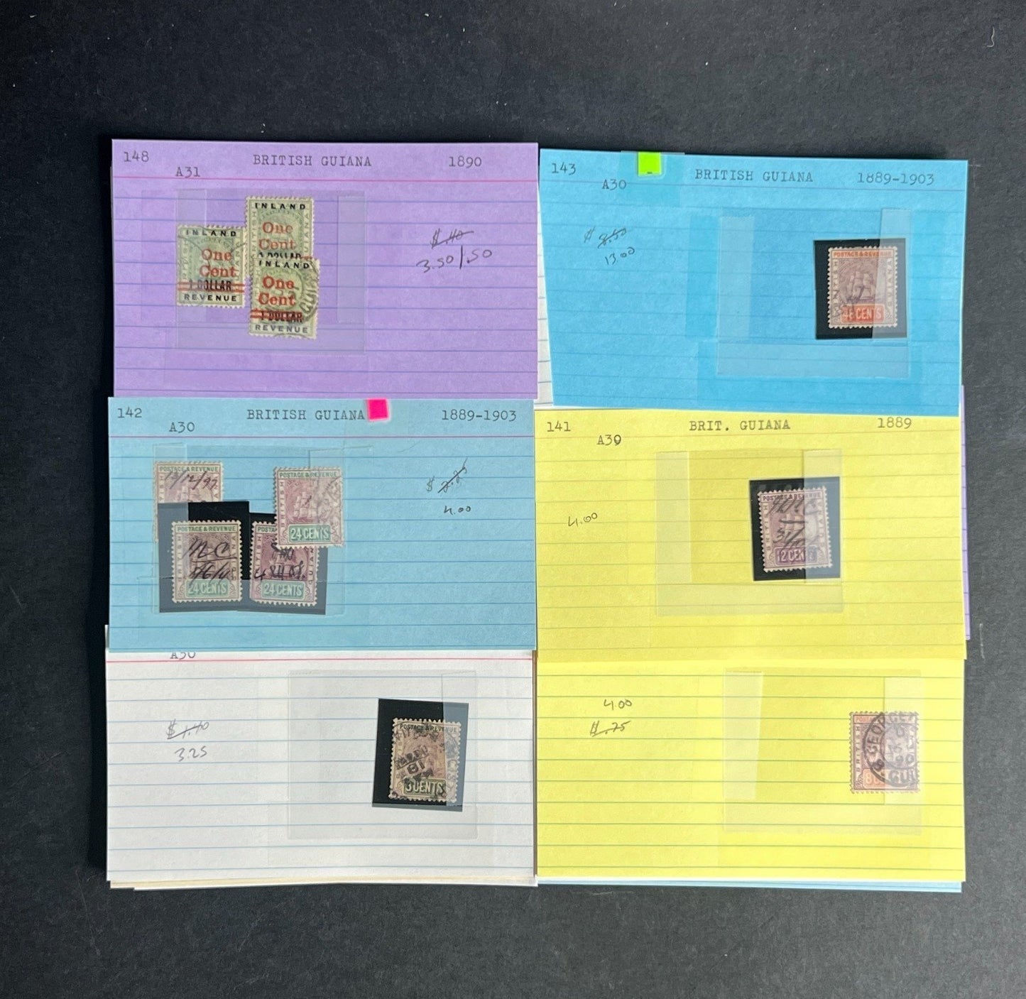 British Guiana Stamp Collection Dealer Cards $690 CV Mint & Used ZAYIX