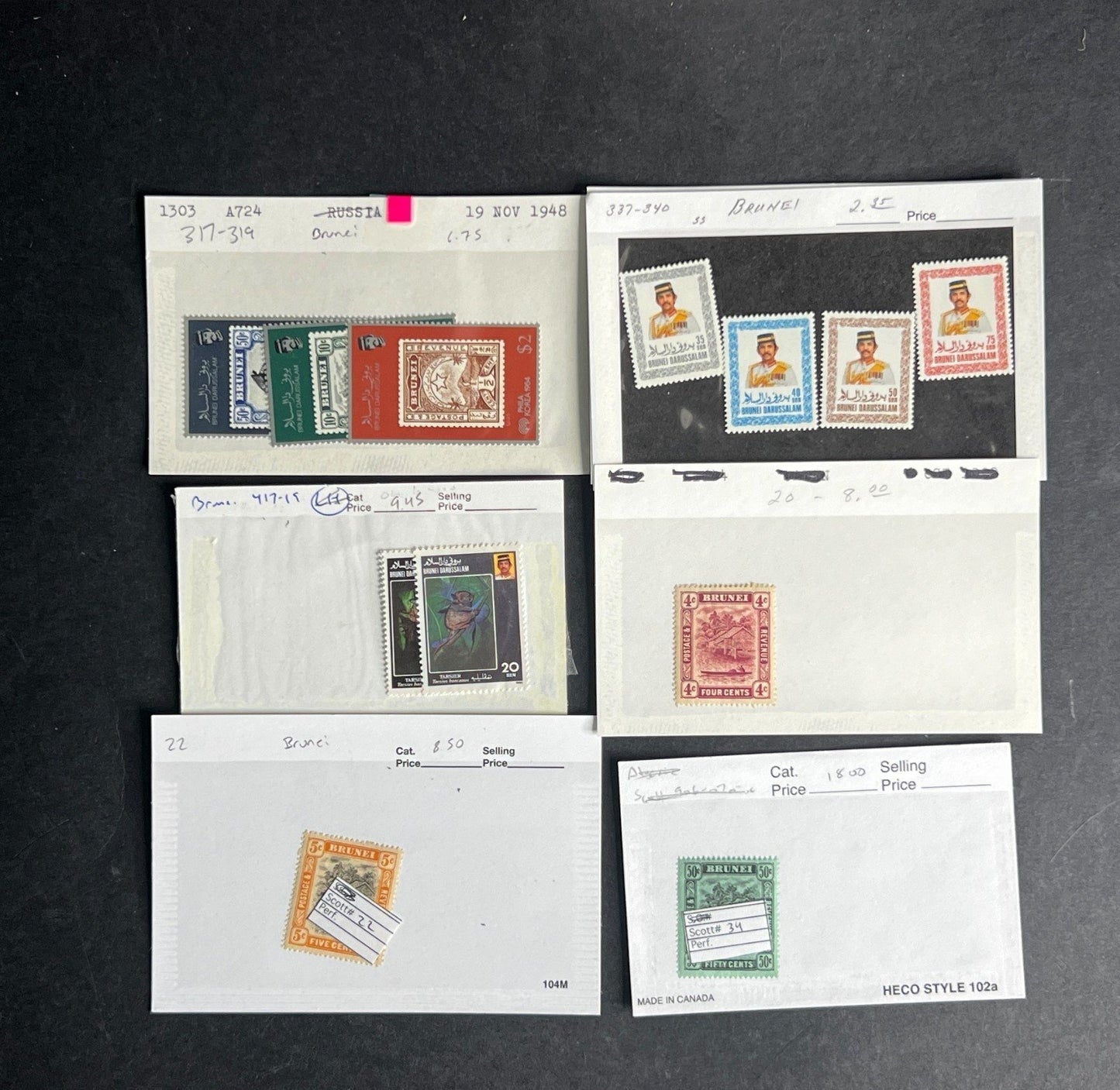 Brunei Stamp Collection Dealer Cards $510 CV Mint & Used ZAYIX