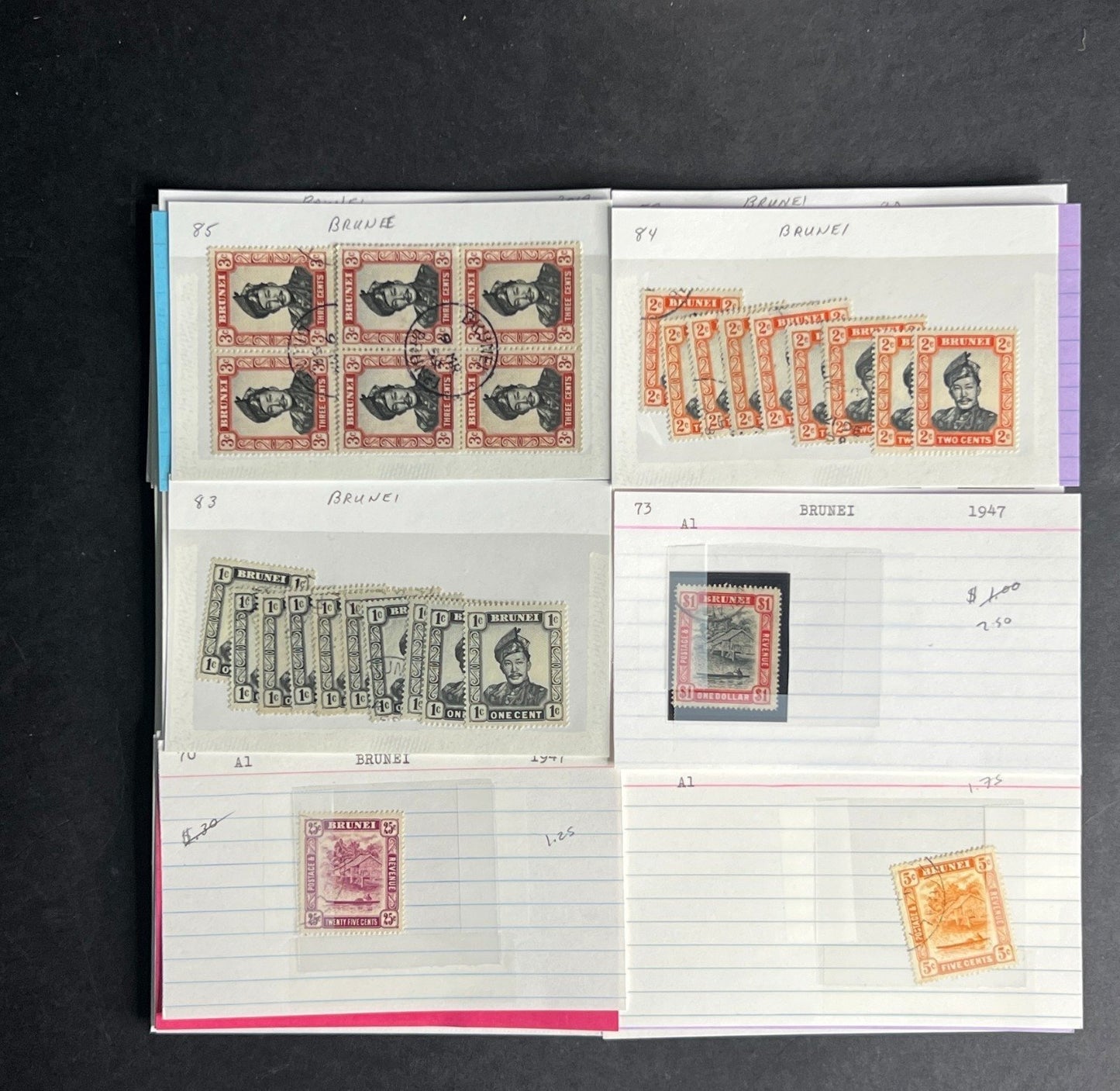 Brunei Stamp Collection Dealer Cards $510 CV Mint & Used ZAYIX