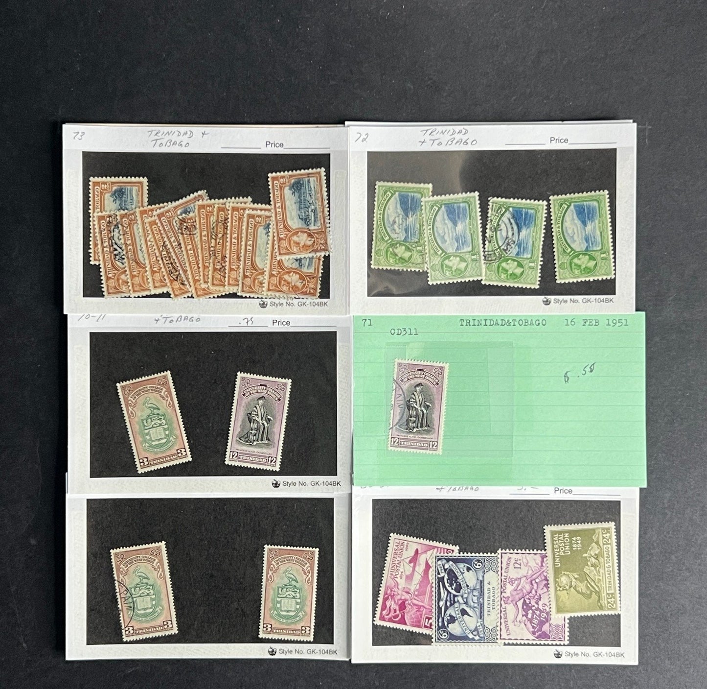 Trinidad & Tobago Stamp Collection Dealer Cards $512 CV Mint & Used ZAYIX