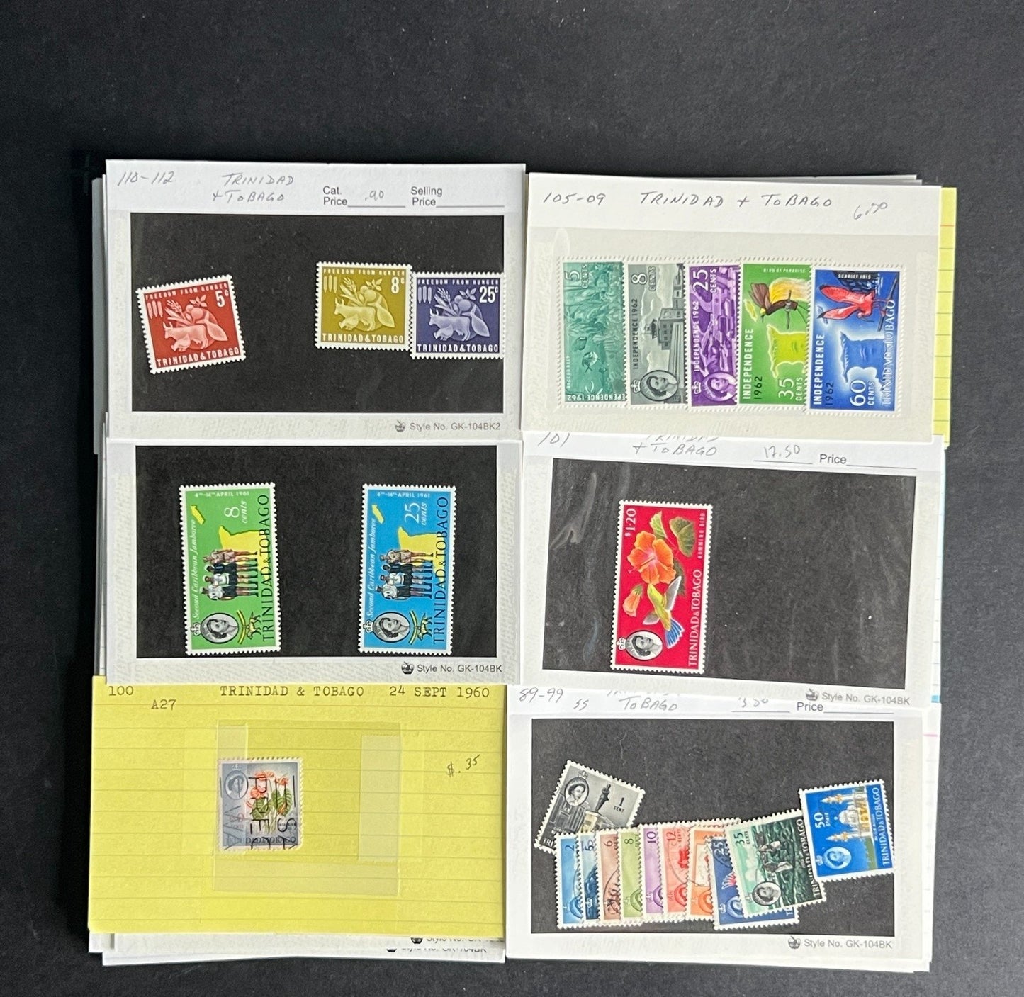 Trinidad & Tobago Stamp Collection Dealer Cards $512 CV Mint & Used ZAYIX