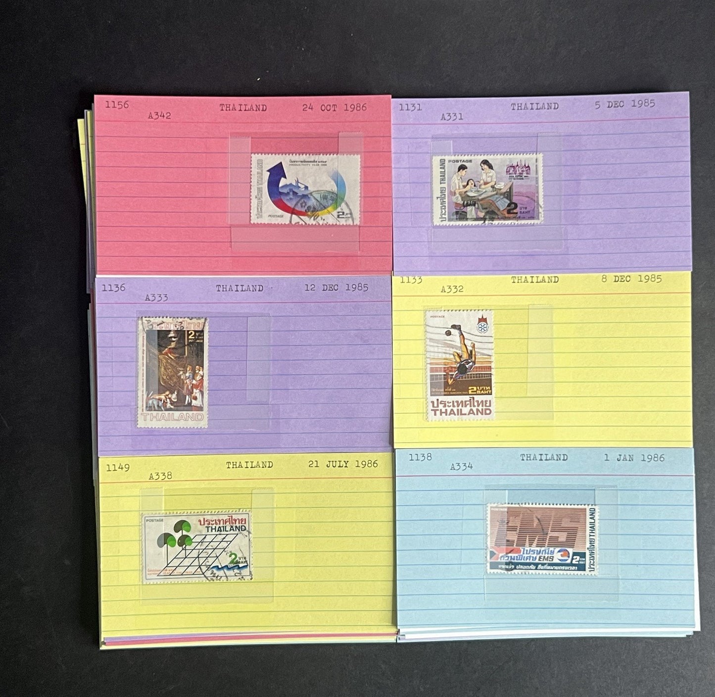 Thailand Stamp Collection Dealer Cards $213 CV Mint & Used ZAYIX