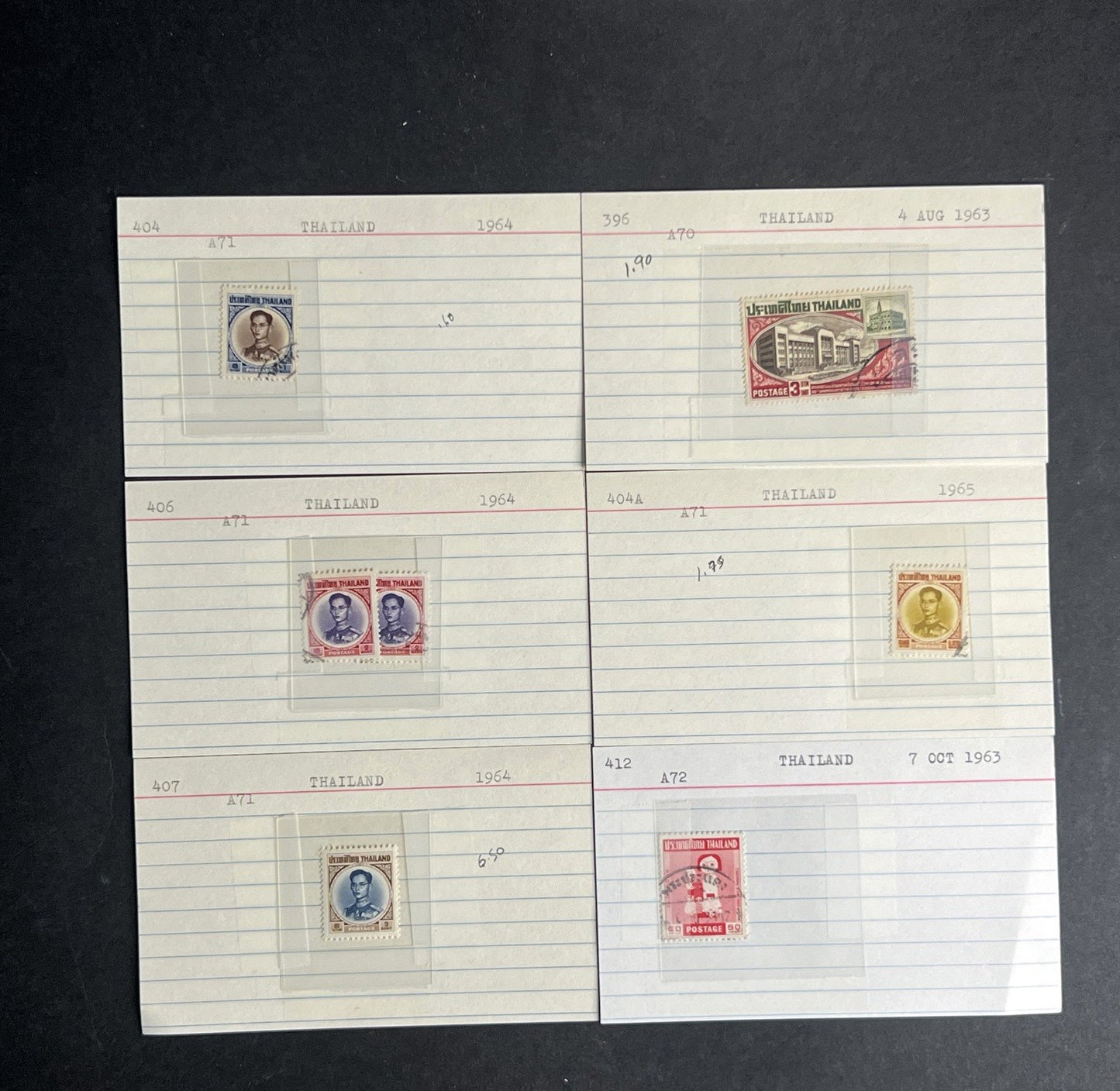 Thailand Stamp Collection Dealer Cards $213 CV Mint & Used ZAYIX