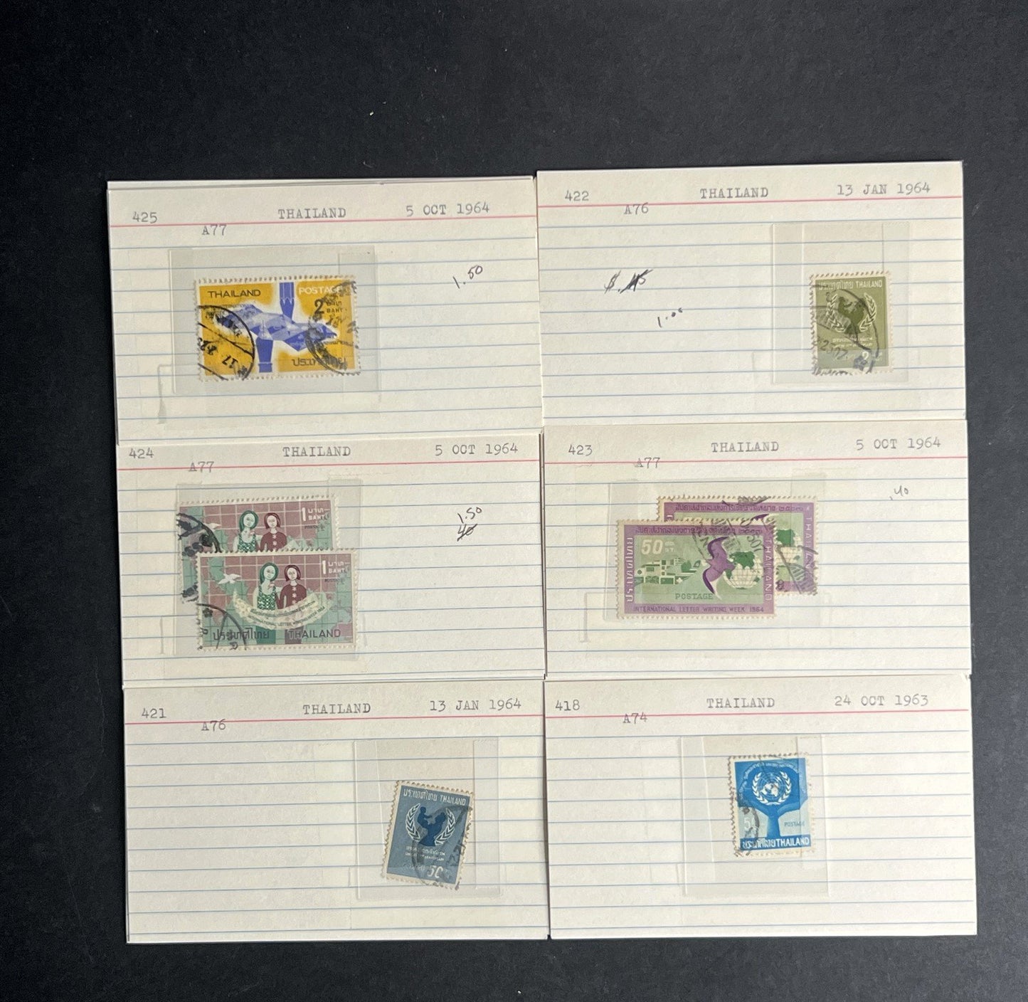 Thailand Stamp Collection Dealer Cards $213 CV Mint & Used ZAYIX
