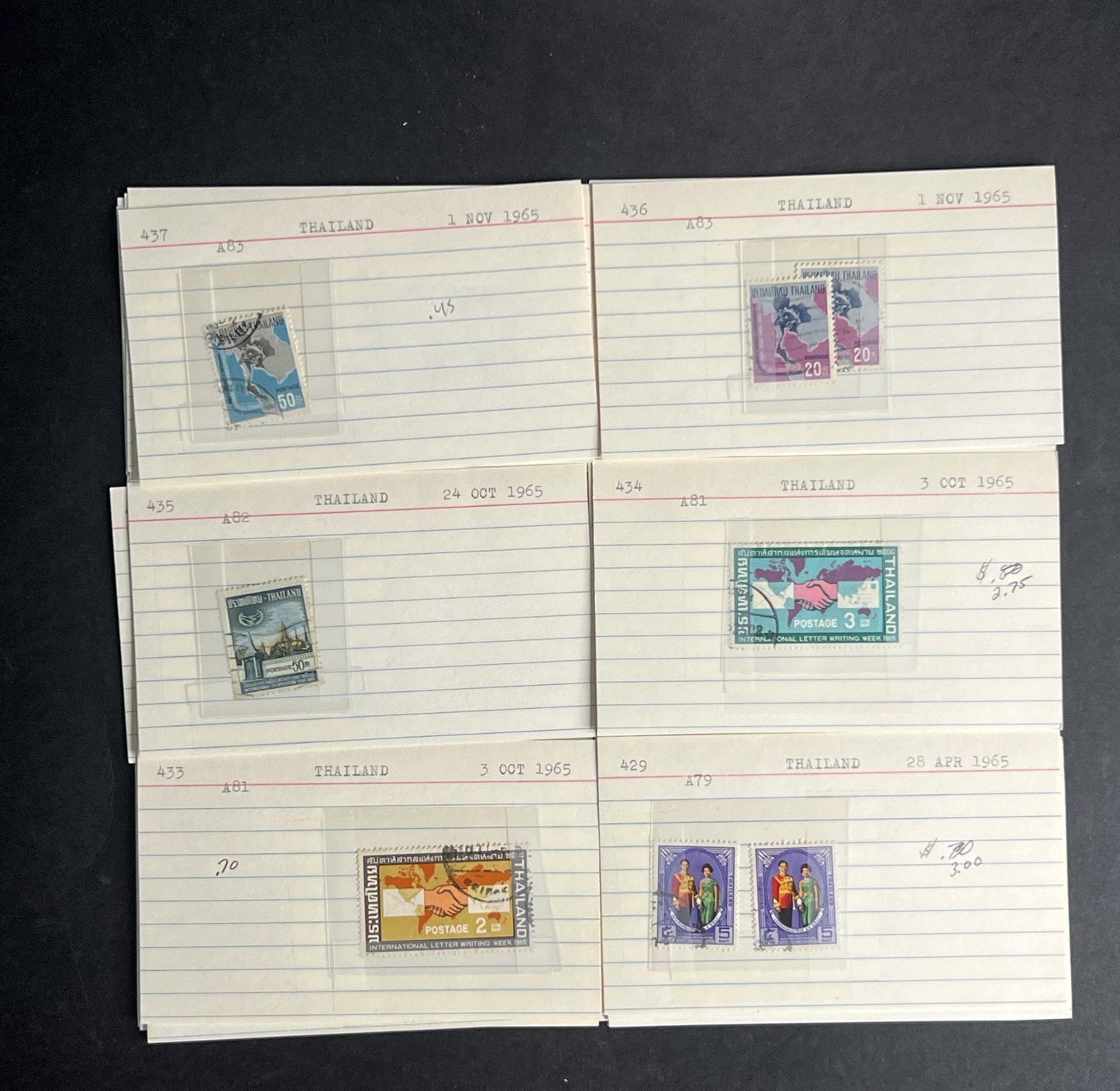 Thailand Stamp Collection Dealer Cards $213 CV Mint & Used ZAYIX