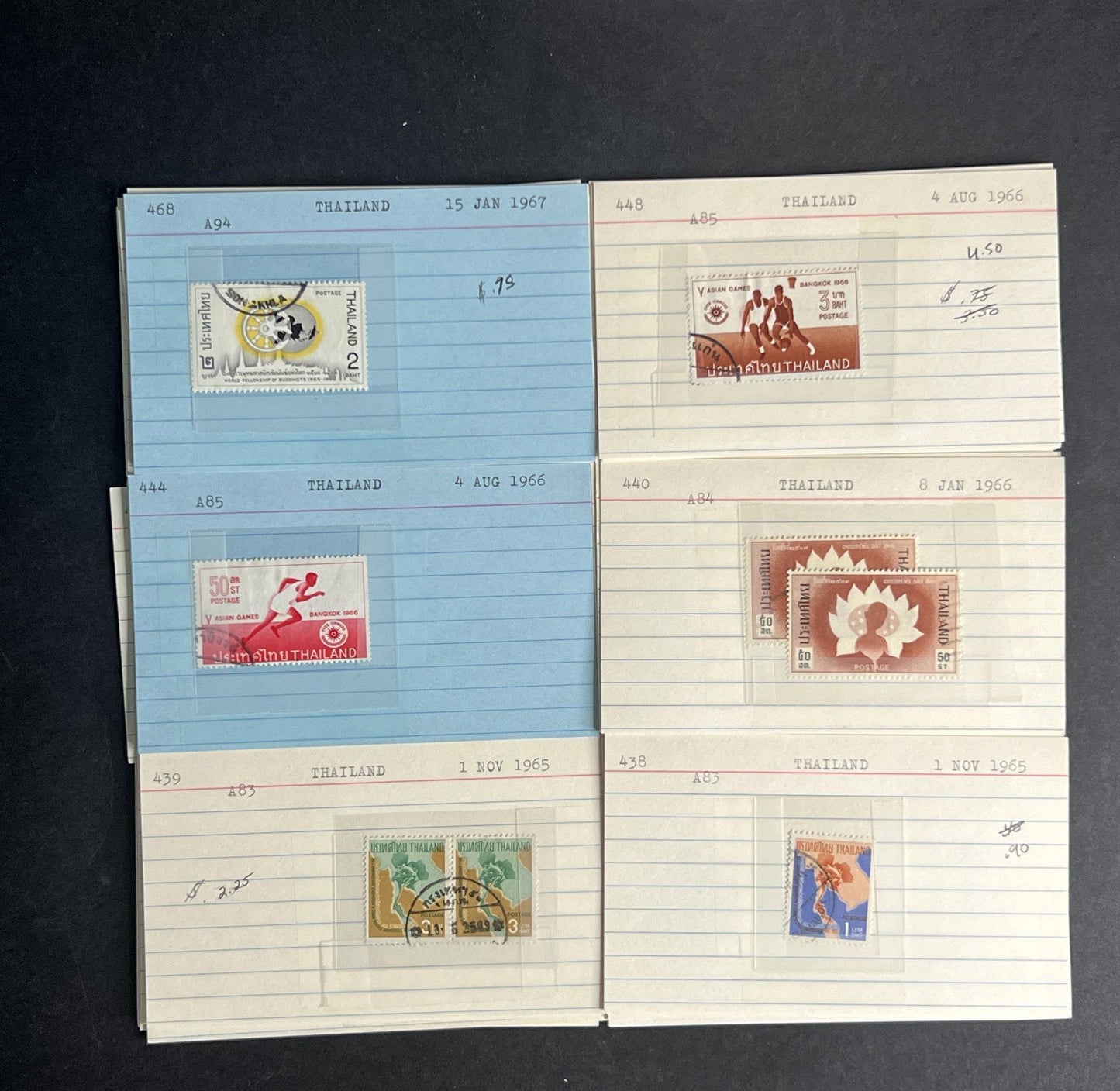 Thailand Stamp Collection Dealer Cards $213 CV Mint & Used ZAYIX