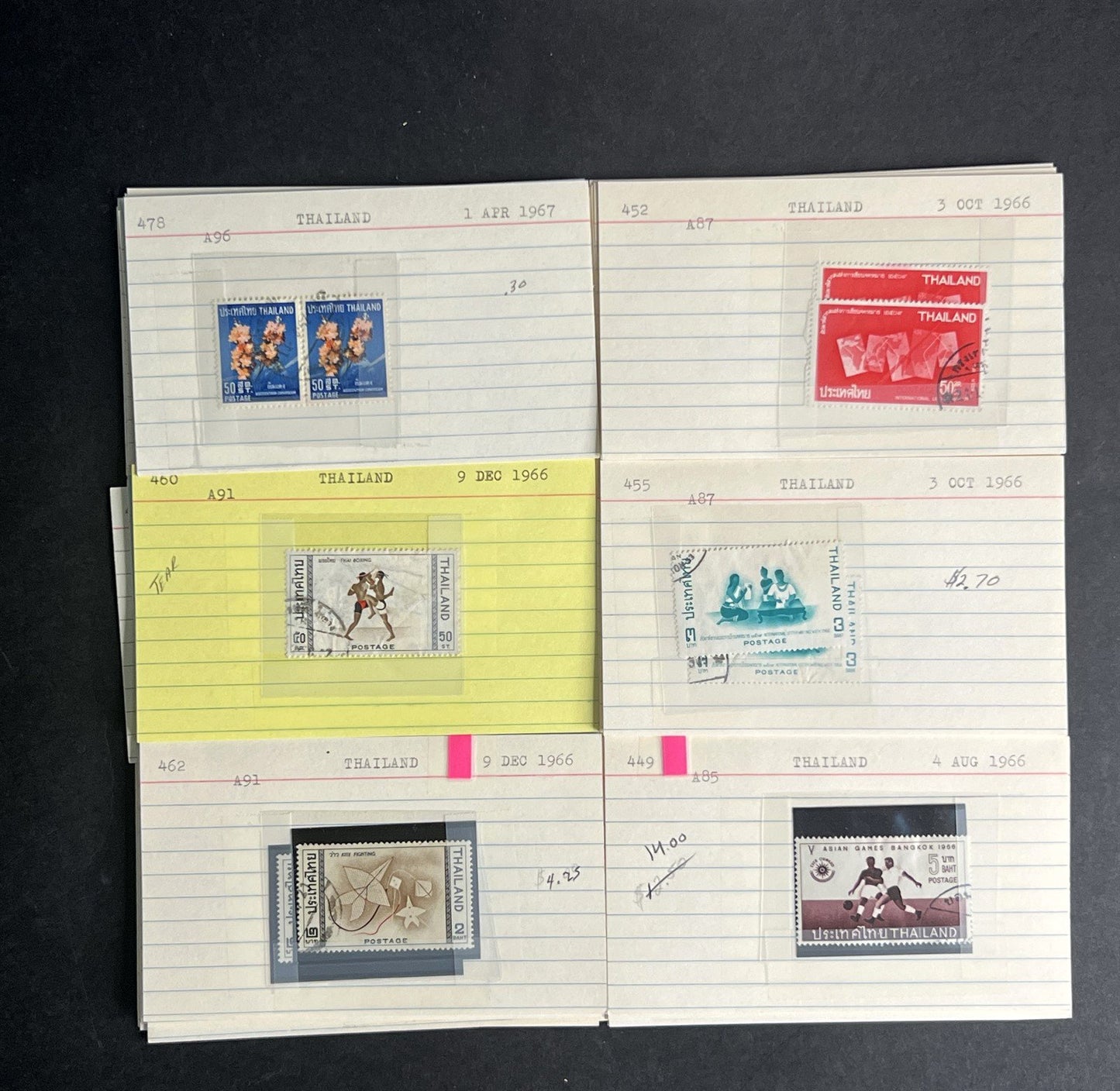 Thailand Stamp Collection Dealer Cards $213 CV Mint & Used ZAYIX
