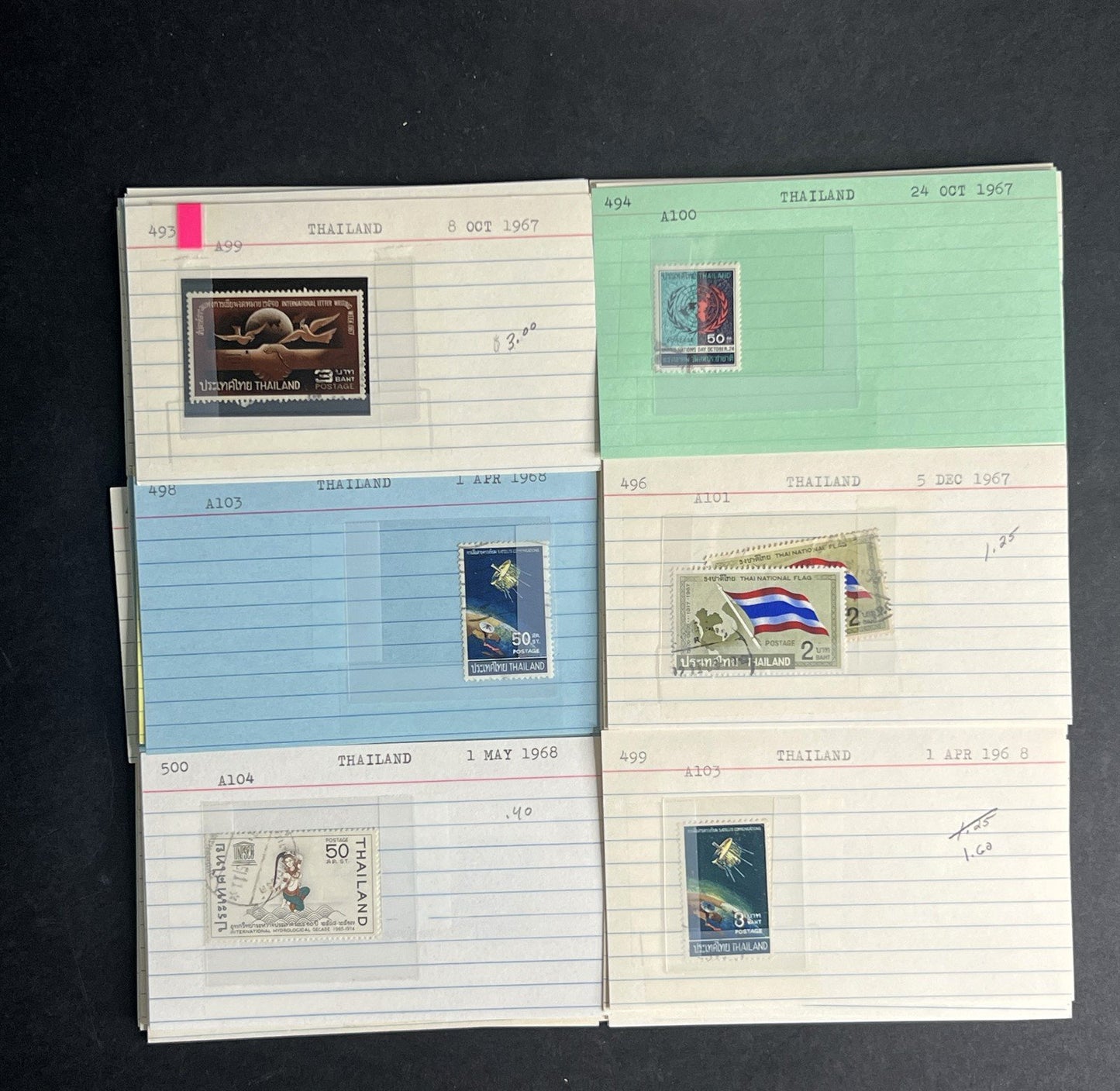 Thailand Stamp Collection Dealer Cards $213 CV Mint & Used ZAYIX