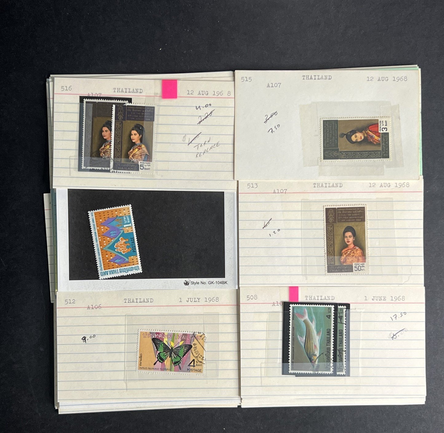 Thailand Stamp Collection Dealer Cards $213 CV Mint & Used ZAYIX